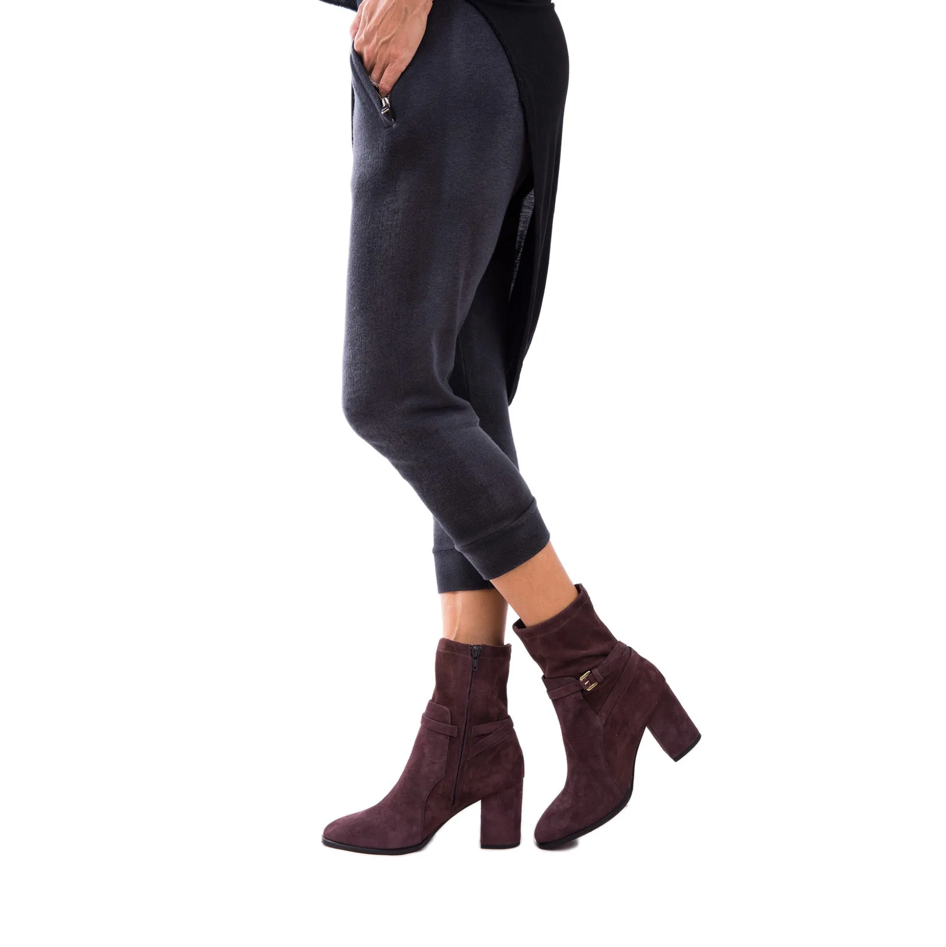 Bootie Camoscio Stretch Burgundy