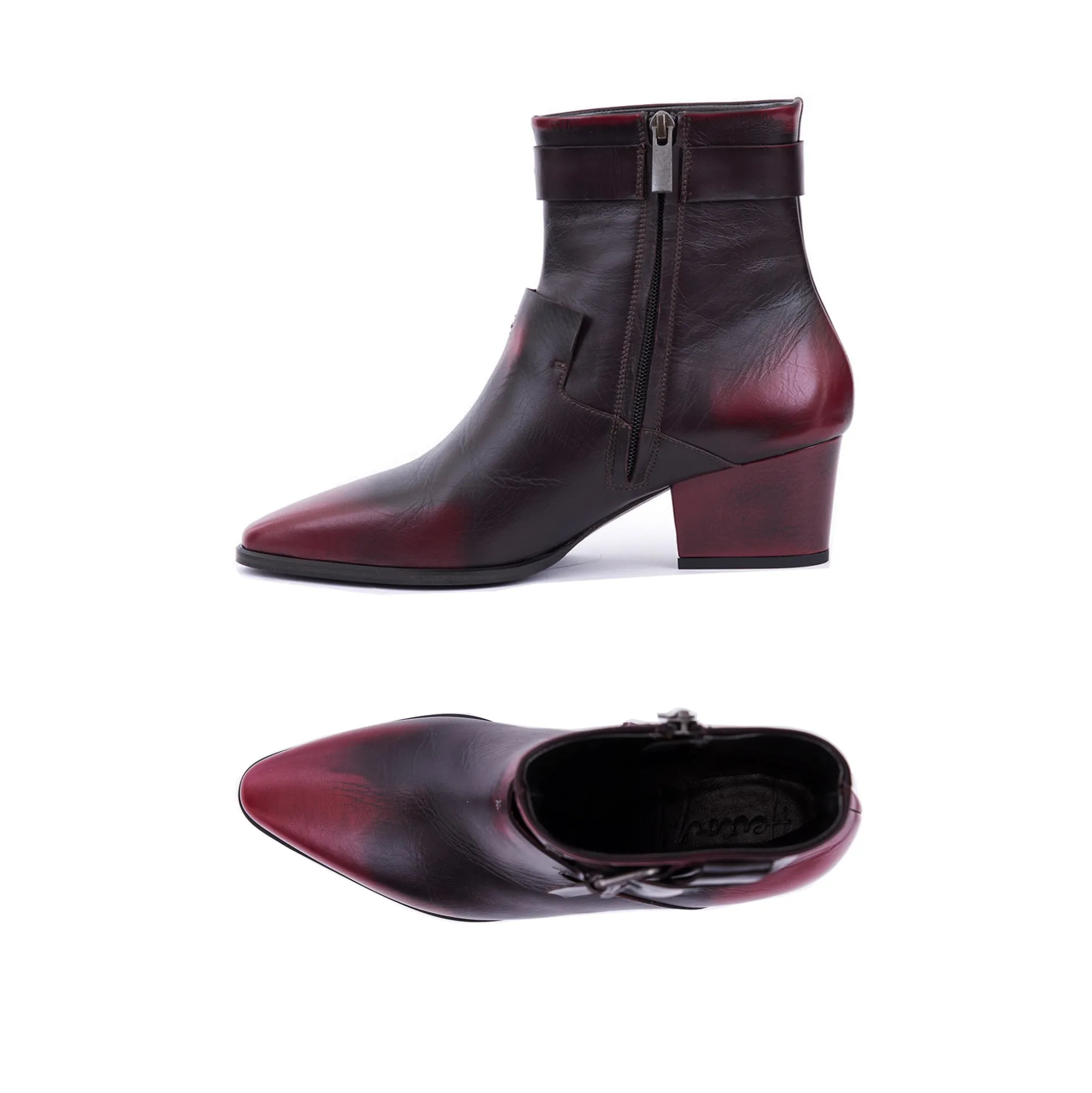 Bootie Nodo Spazzolato Burgundy