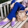 Chanel Flower Sandal Suede Iris