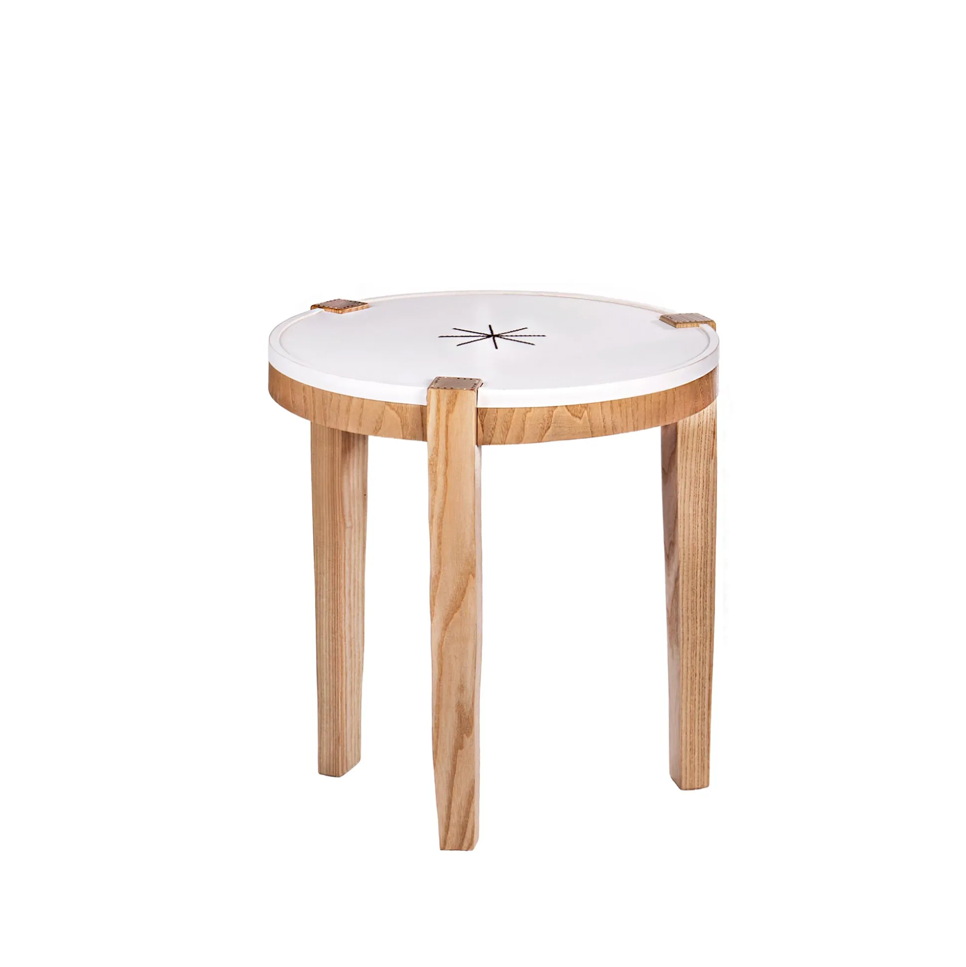 Coffee Table Rotondo Cuoio White