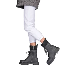 Combat Boot Martellato Curly Wool Black