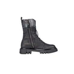 Combat Boot Old Iron Black with Crocodile