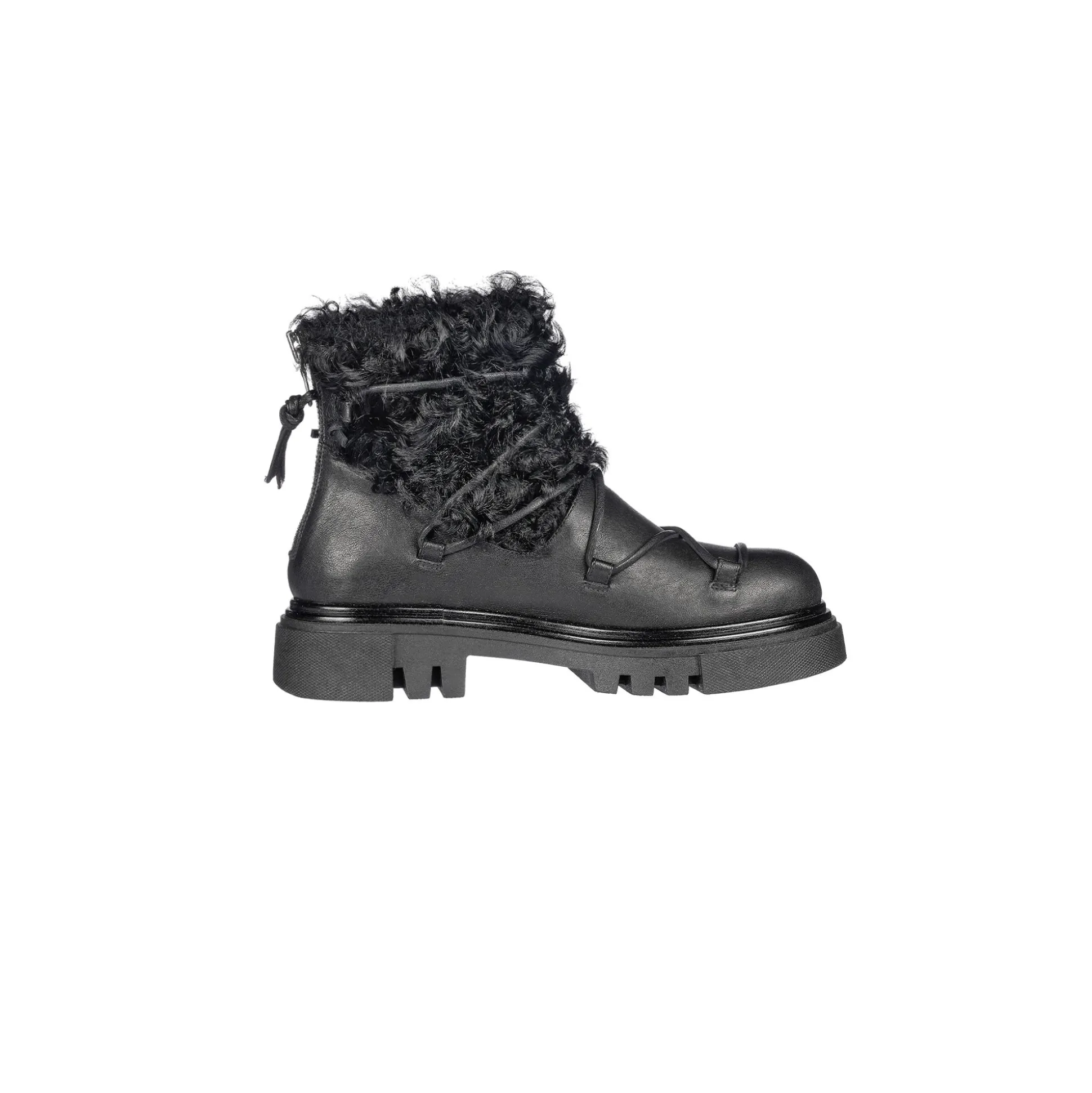 Fur Ankle Boot Old Iron Black