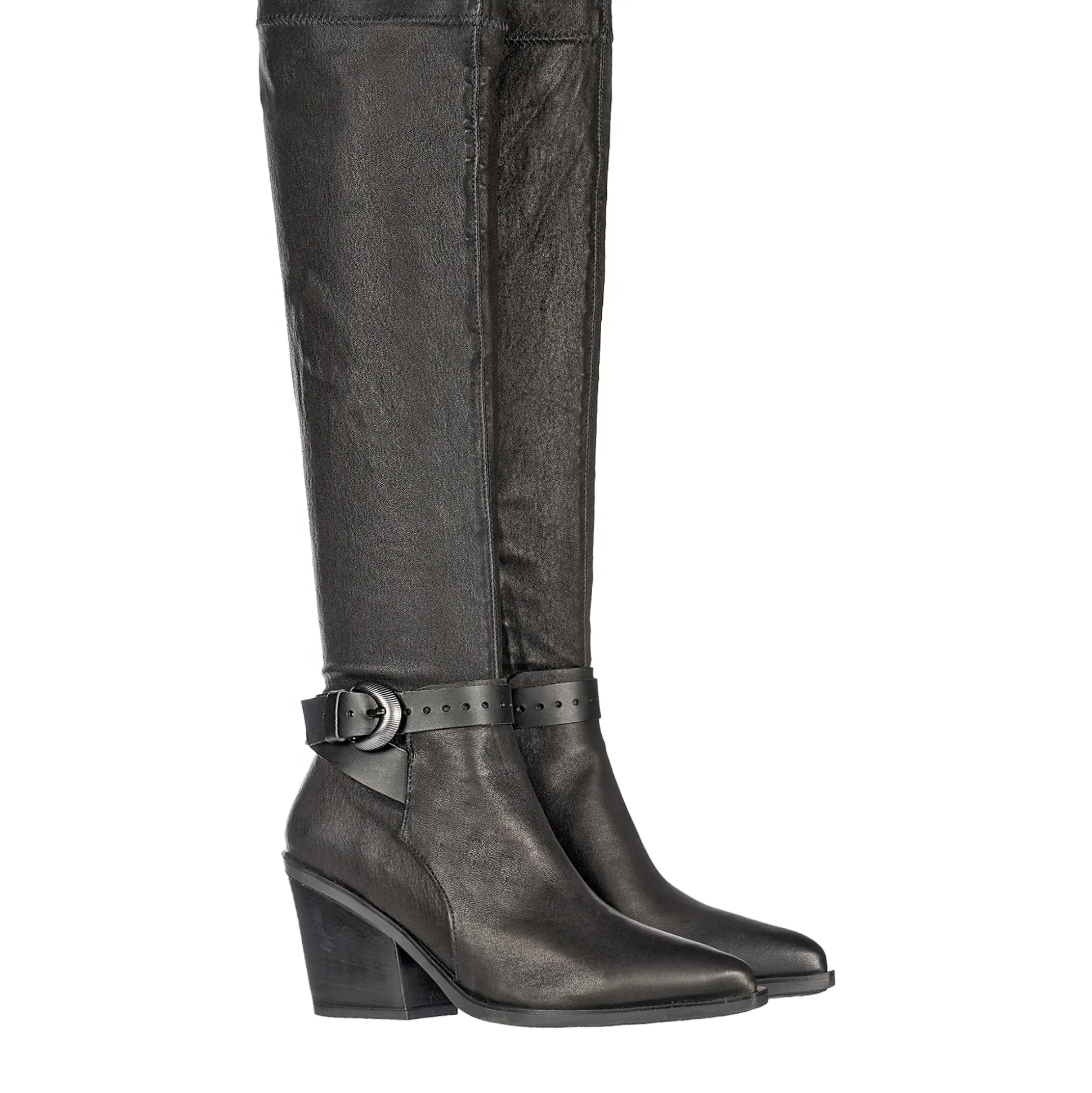 Knee Boot Stretch Nappa Black