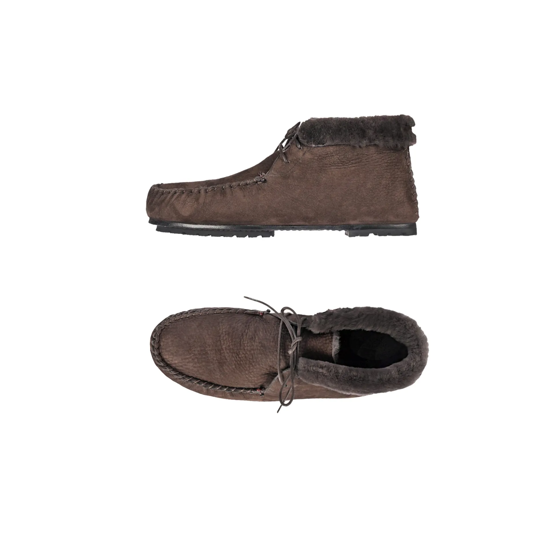 Lace-Up Shearling High Loafer