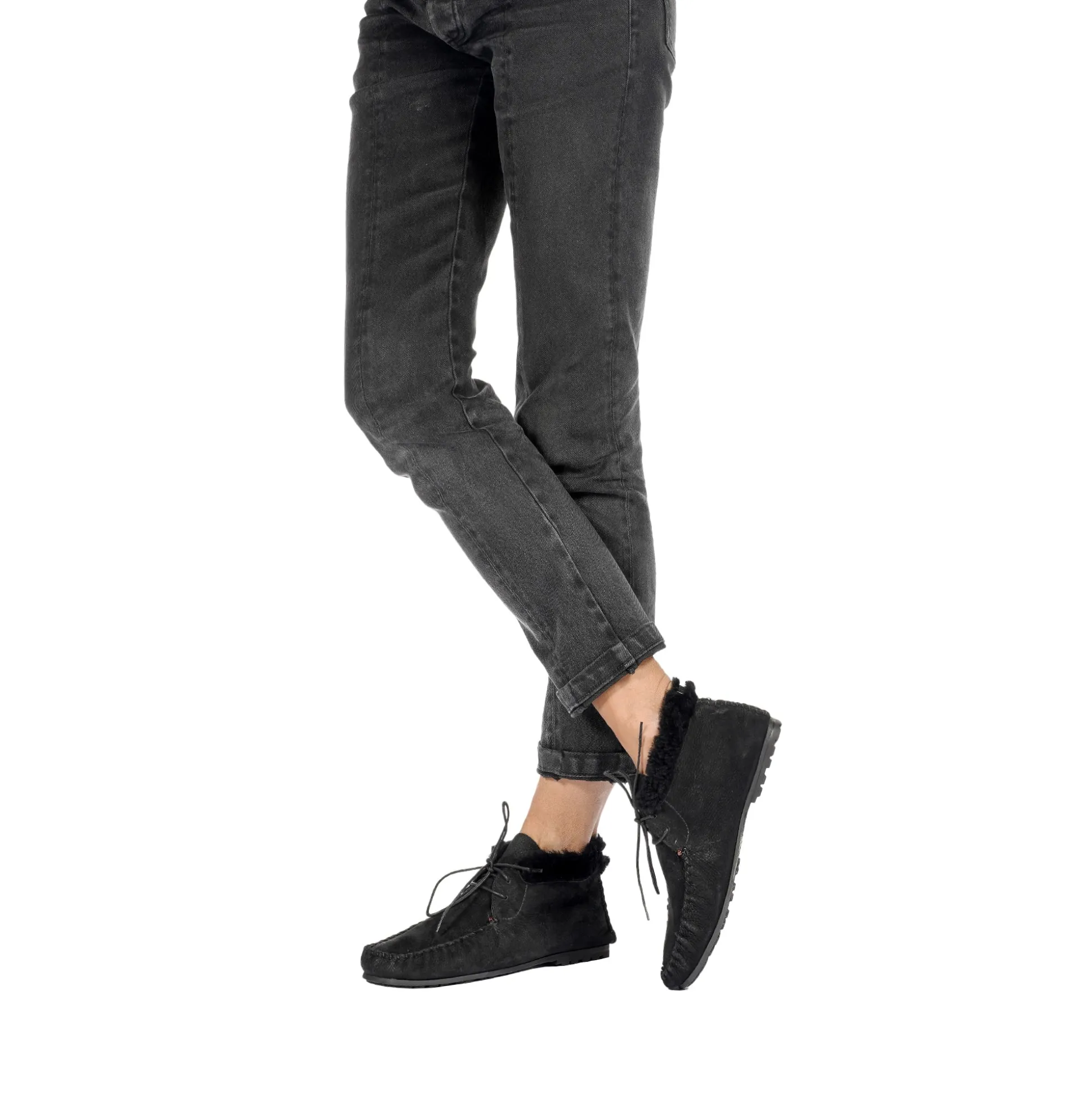 Lace-Up Shearling High Loafer