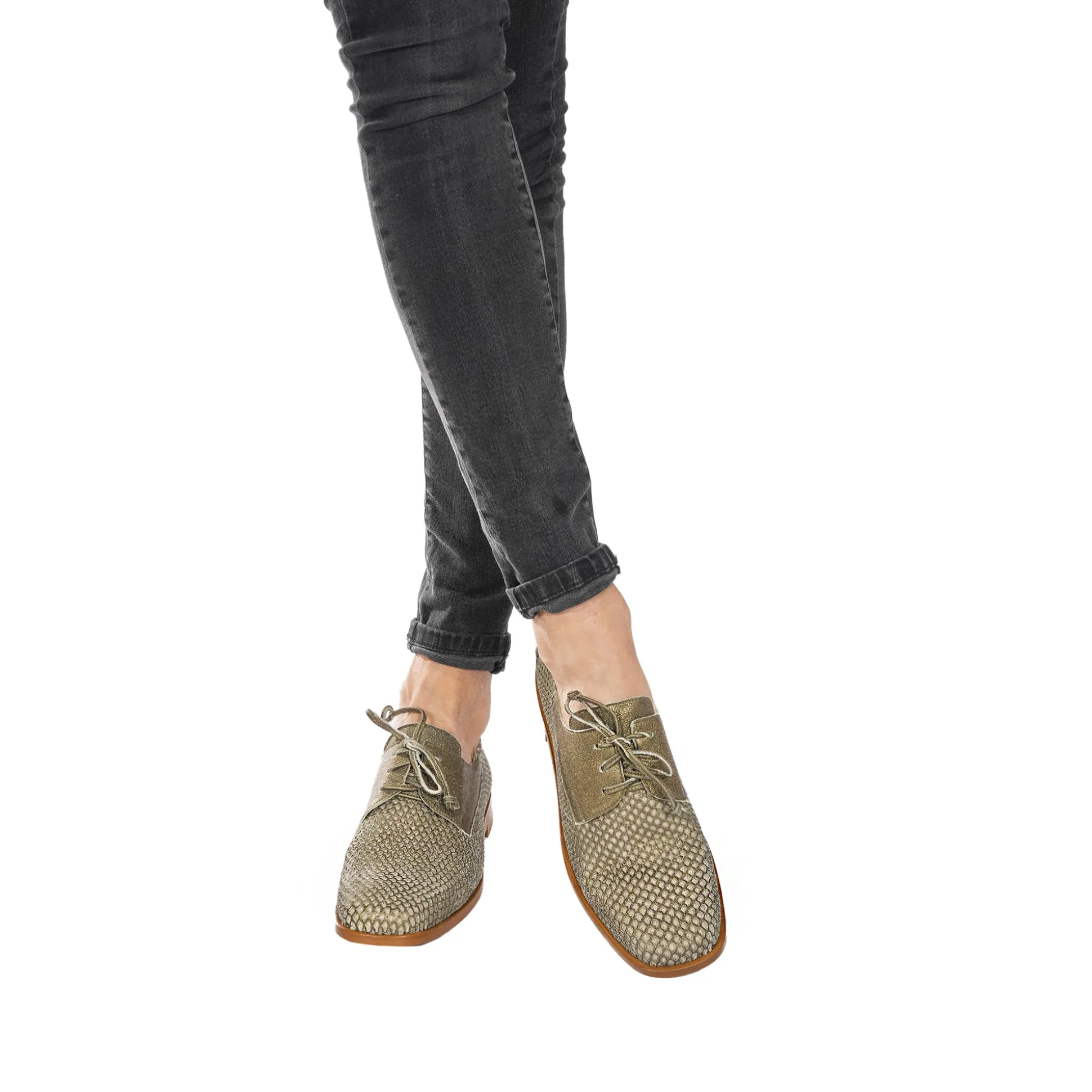 Lace-up Shoe Mesh Lamè Bronze