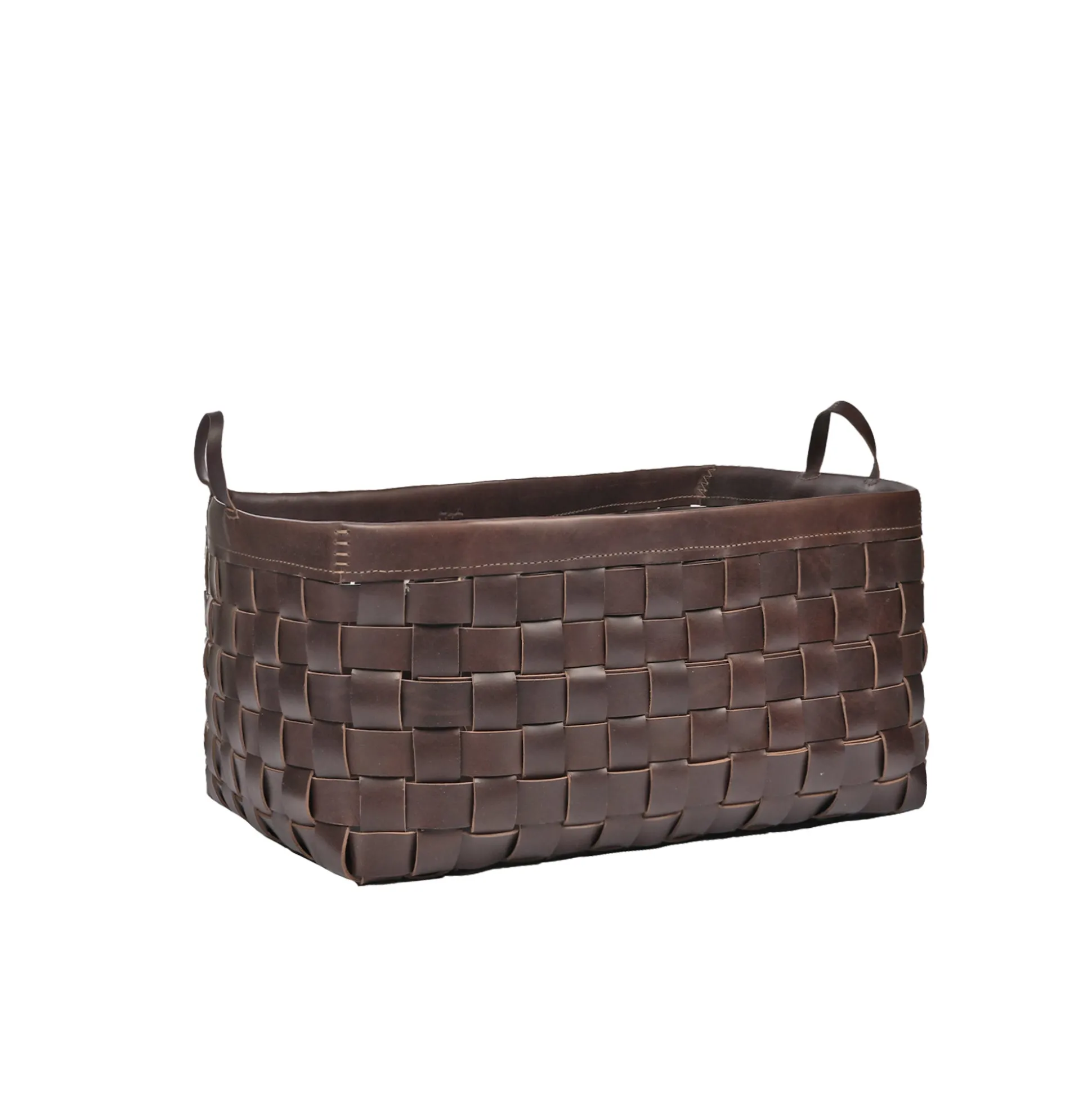 Large Basket Leather Dark Brown