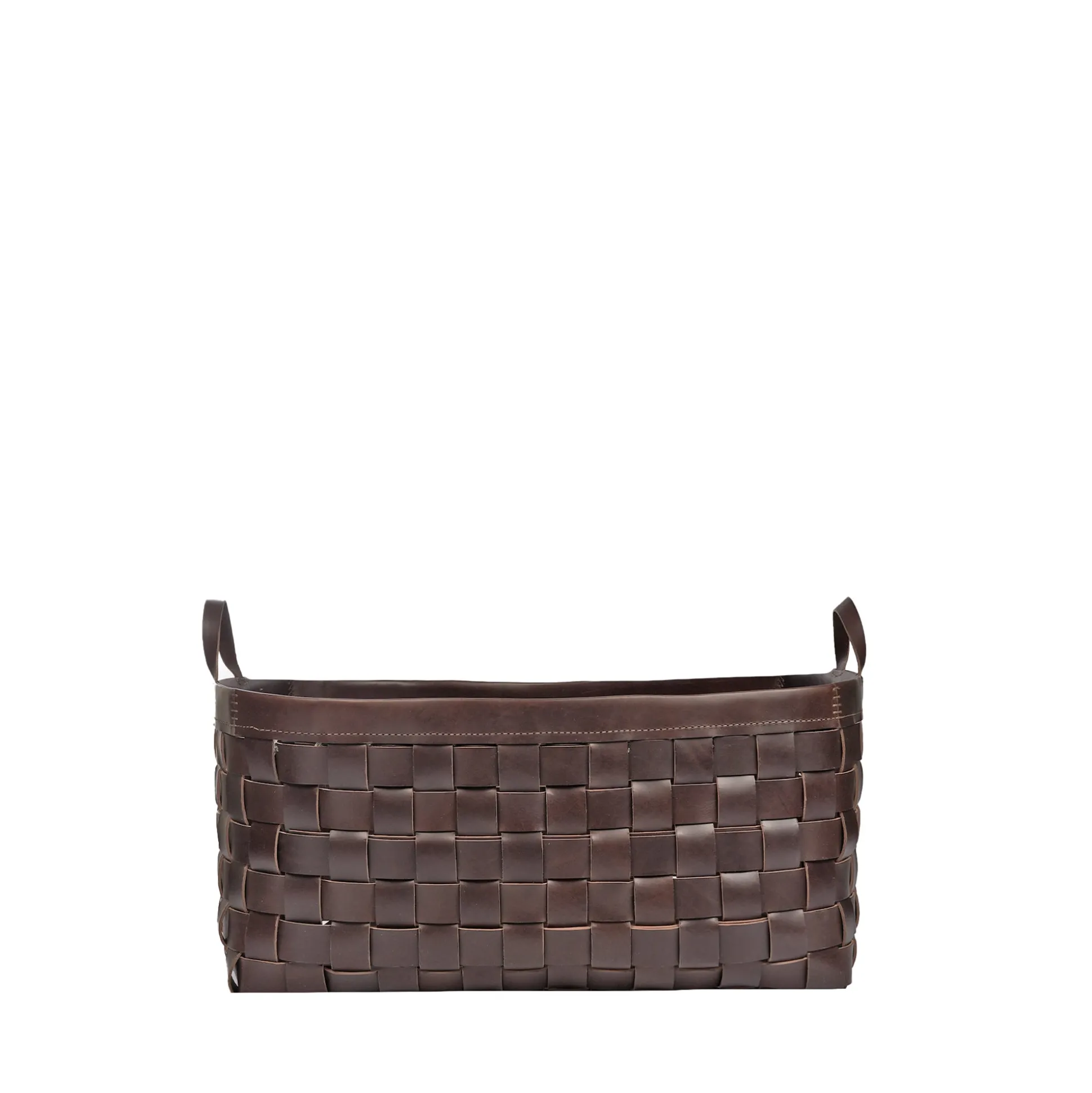 Large Basket Leather Dark Brown