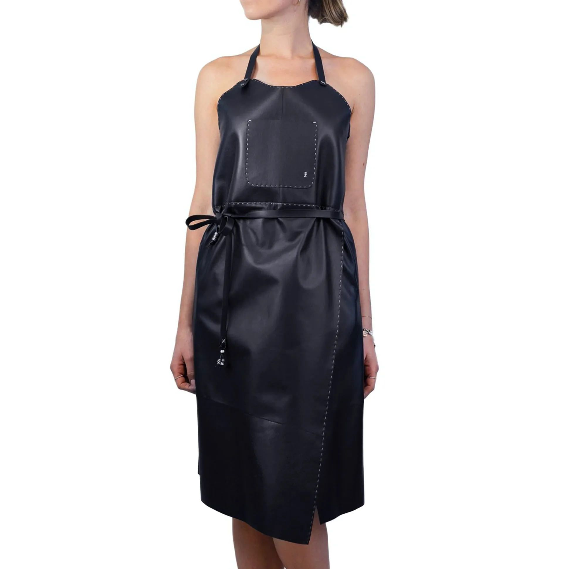 Leather Apron Dress Black