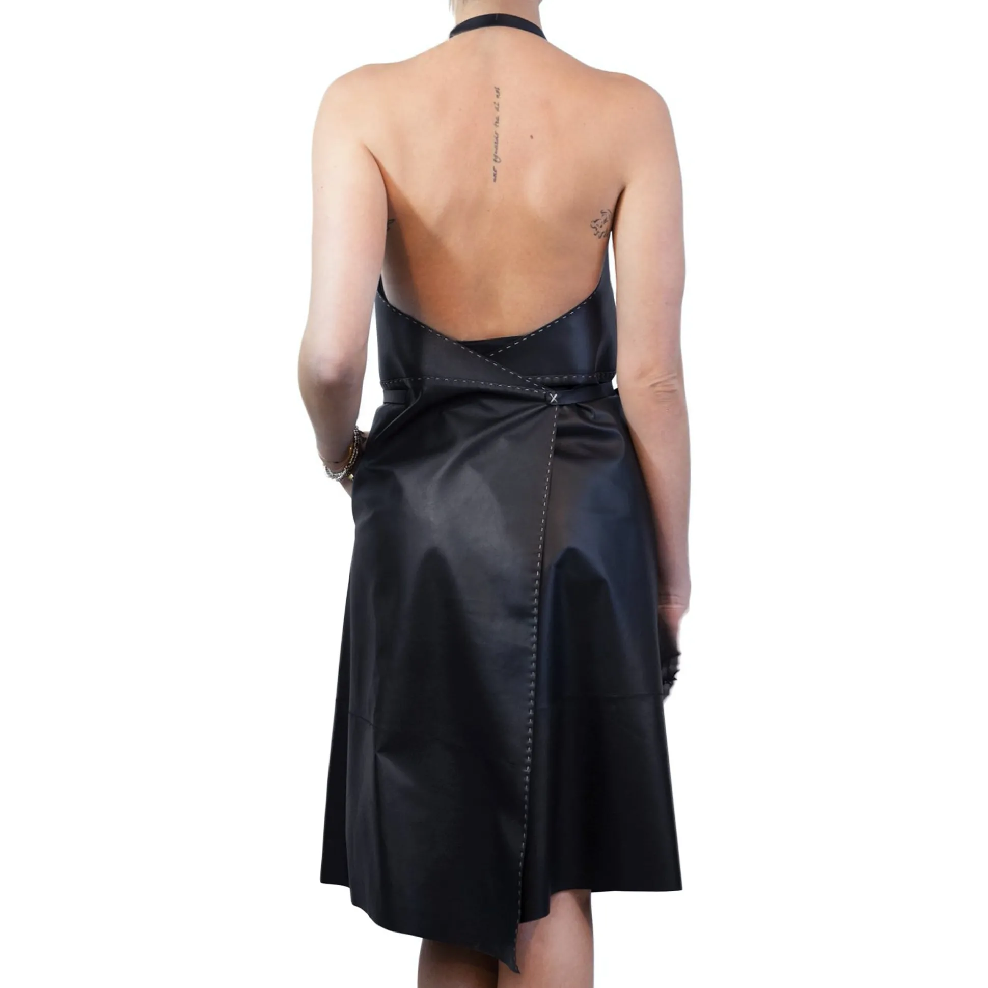 Leather Apron Dress Black