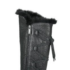 Leather Shearling Knee Boot Black