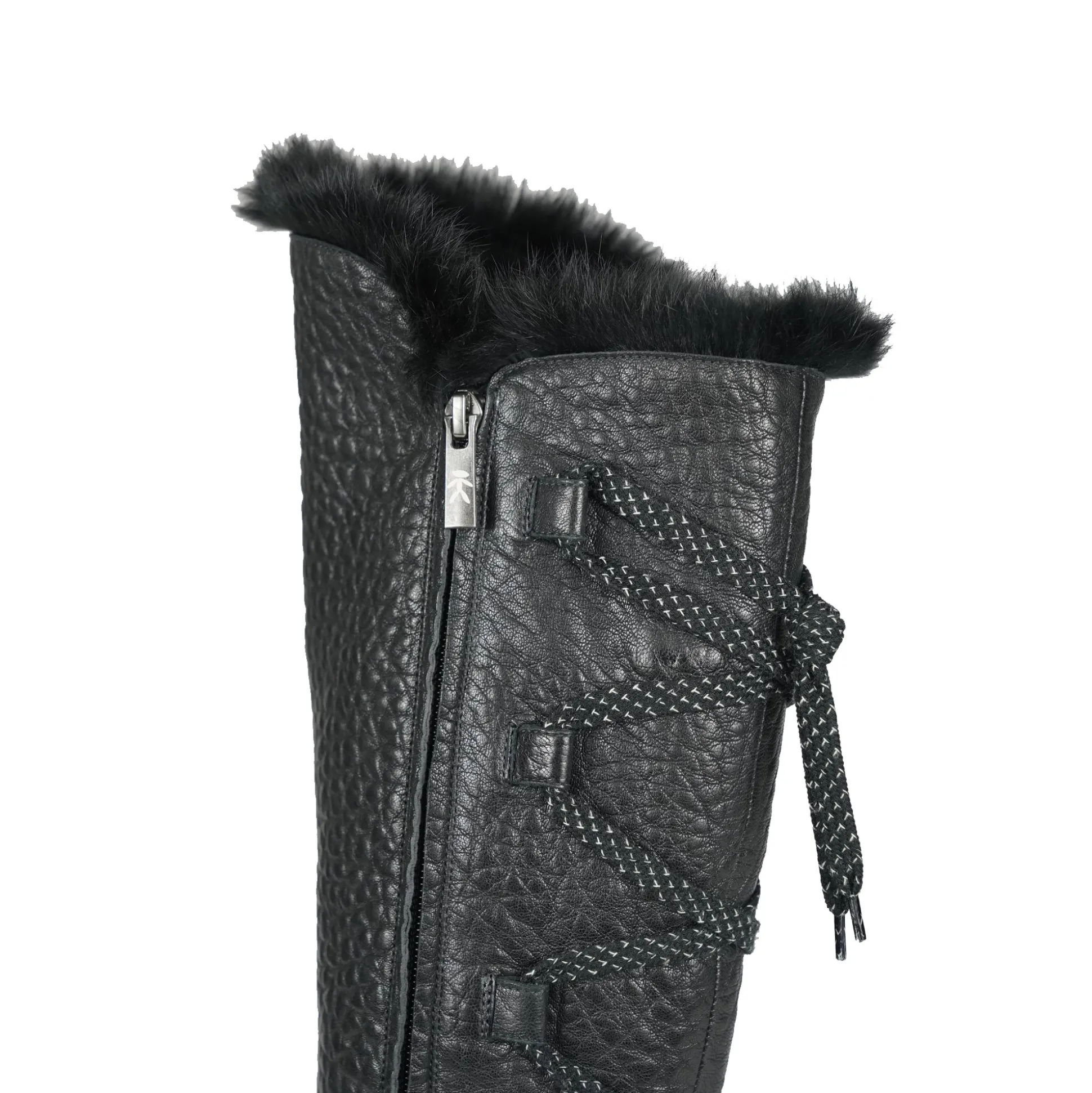 Leather Shearling Knee Boot Black