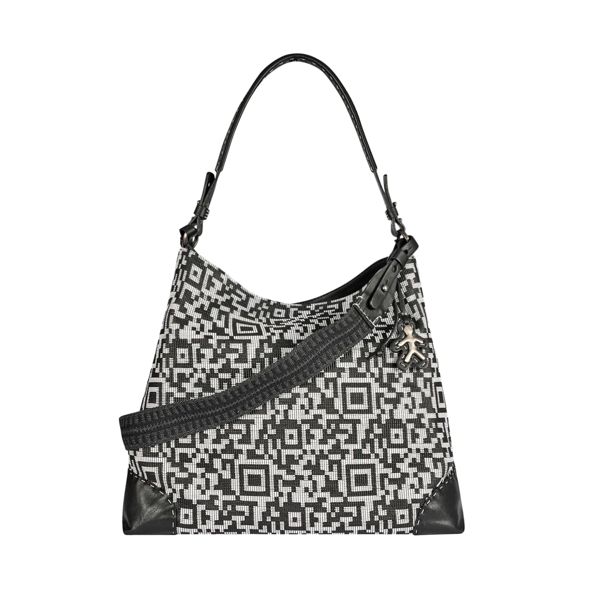 Minerva L Fabric Tessuto Geometrico White / Black