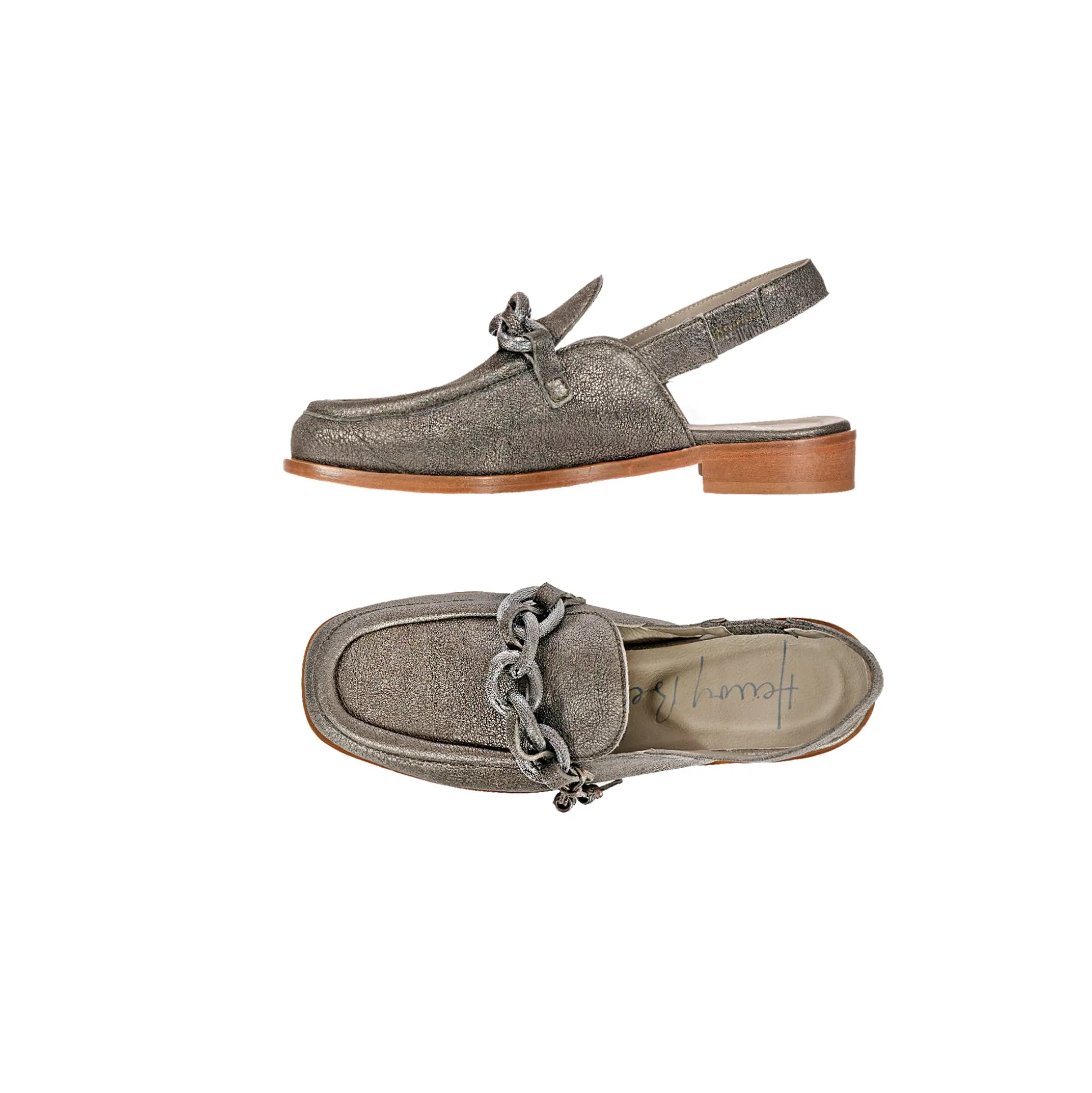 Moccasins Chanel Vegetal Lamè Dark Silver