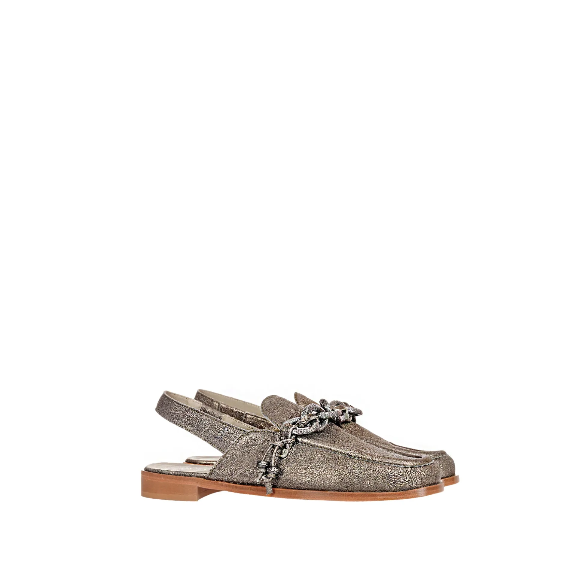 Moccasins Chanel Vegetal Lamè Dark Silver
