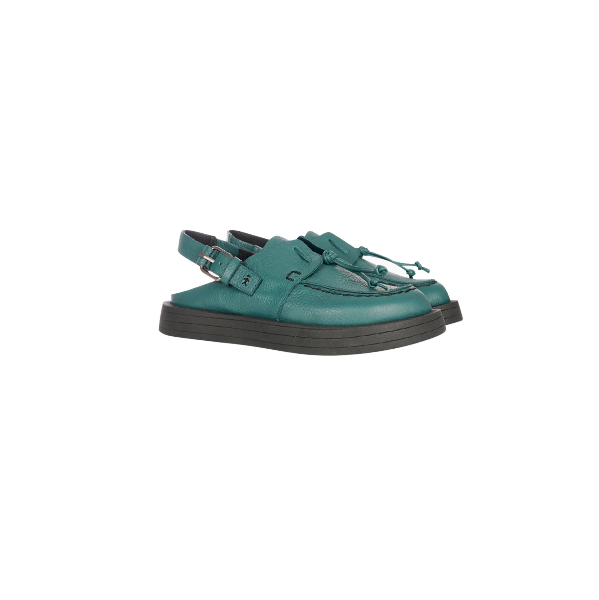 Open Back Moccasin Muflone Teal