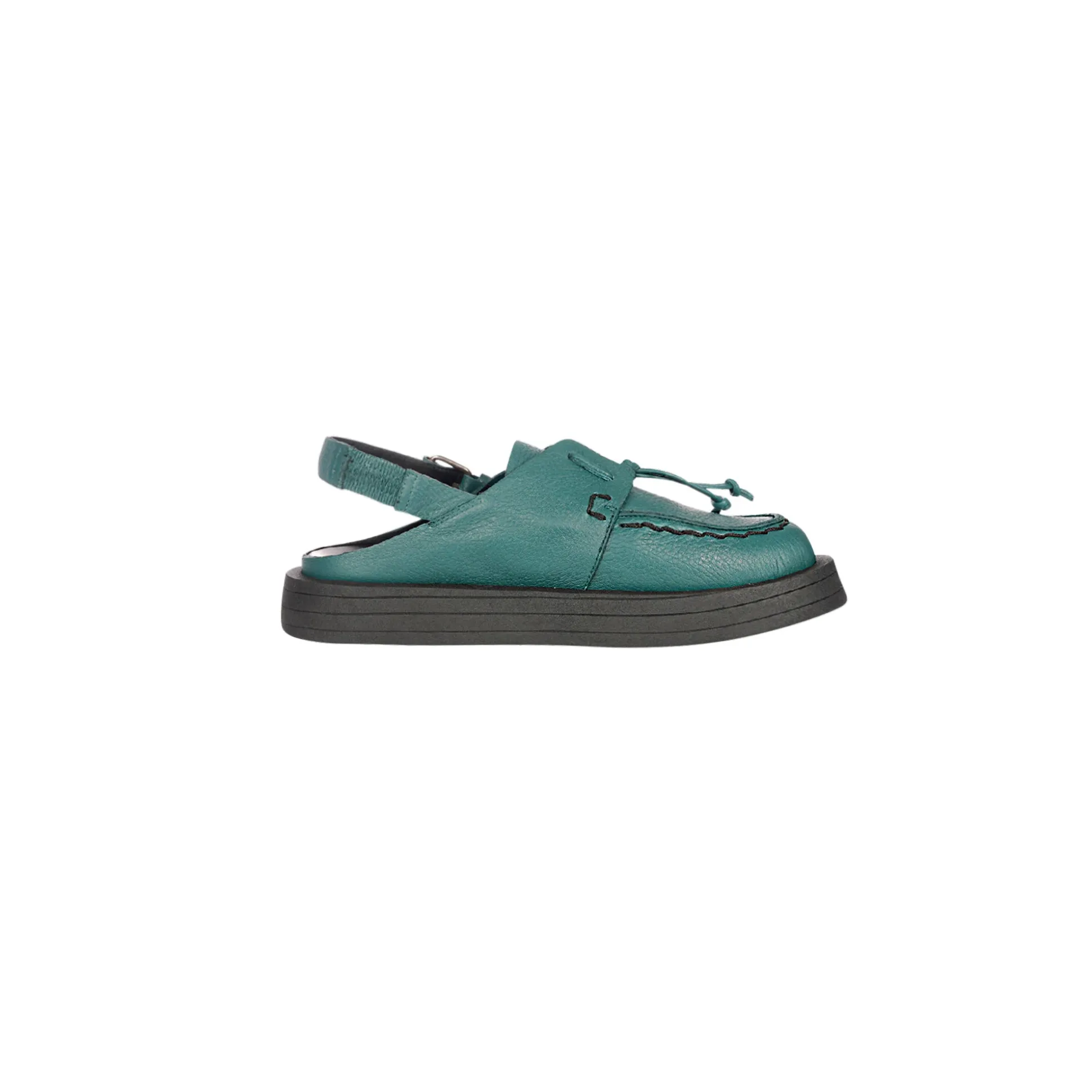 Open Back Moccasin Muflone Teal