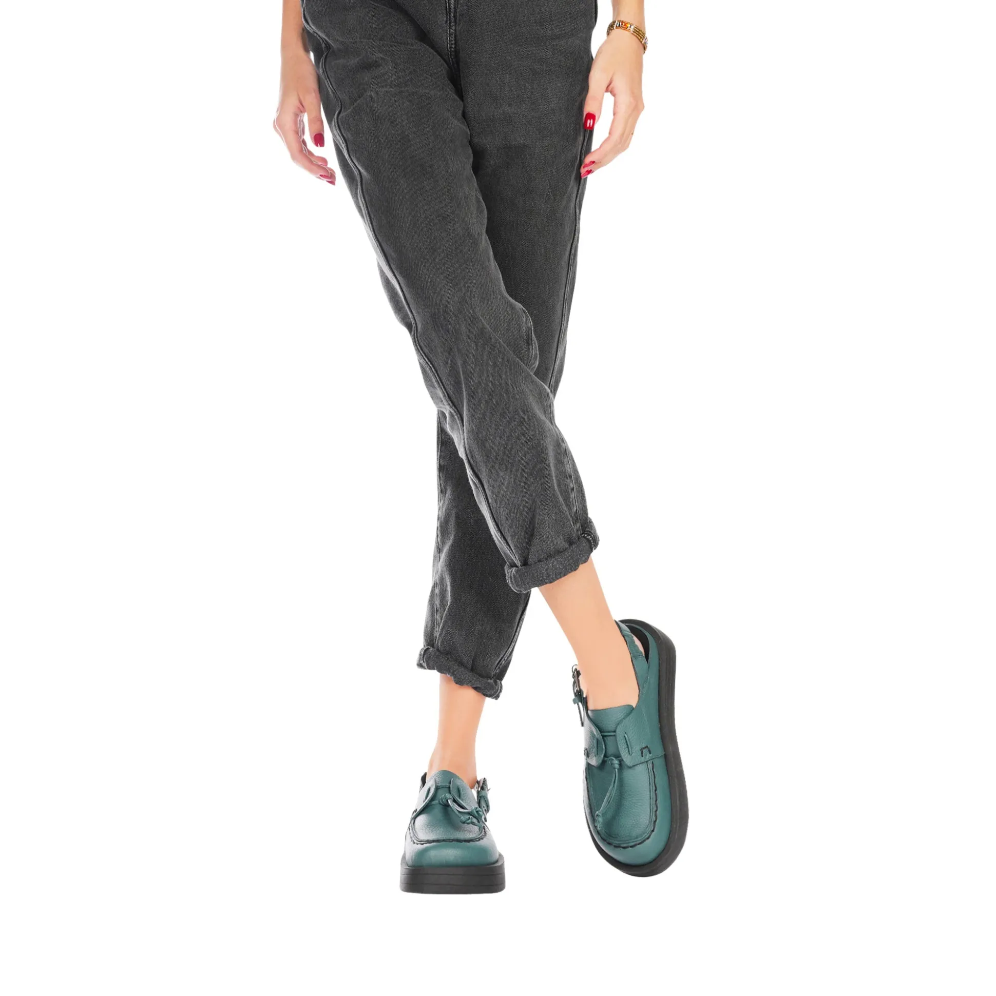 Open Back Moccasin Muflone Teal