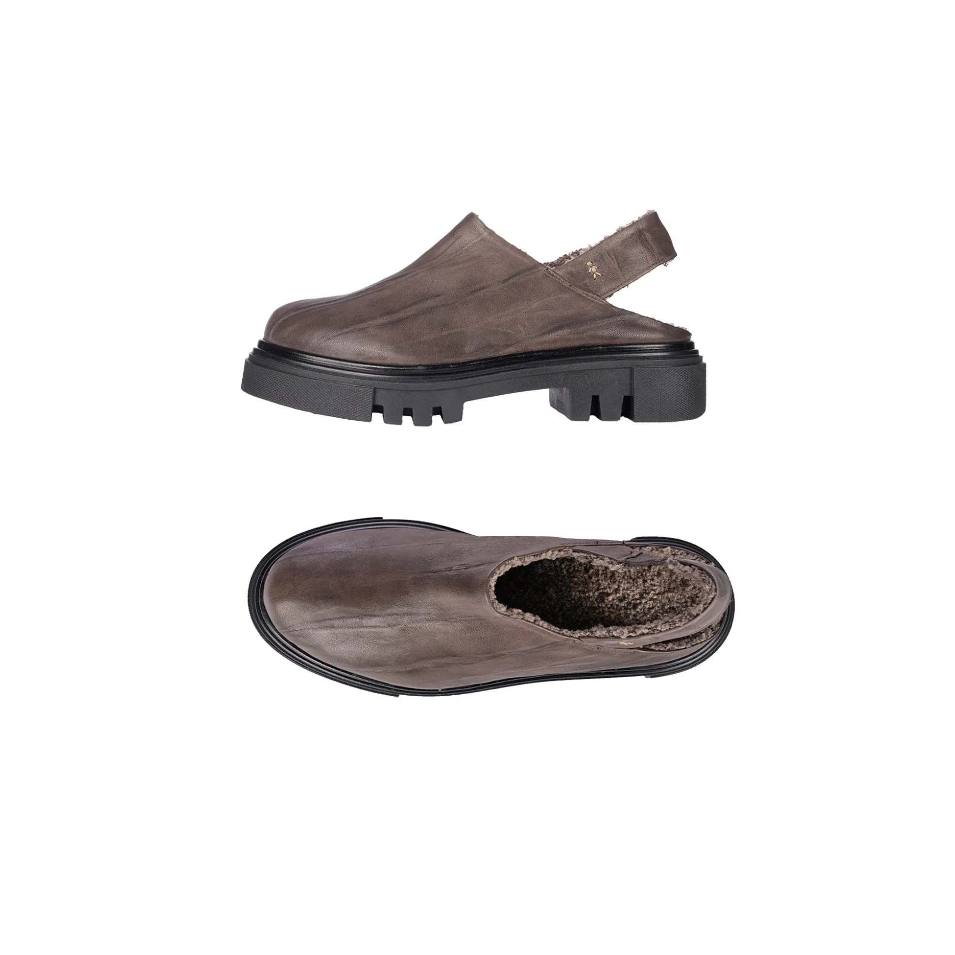 Open Back Slipper Plissettato Brown