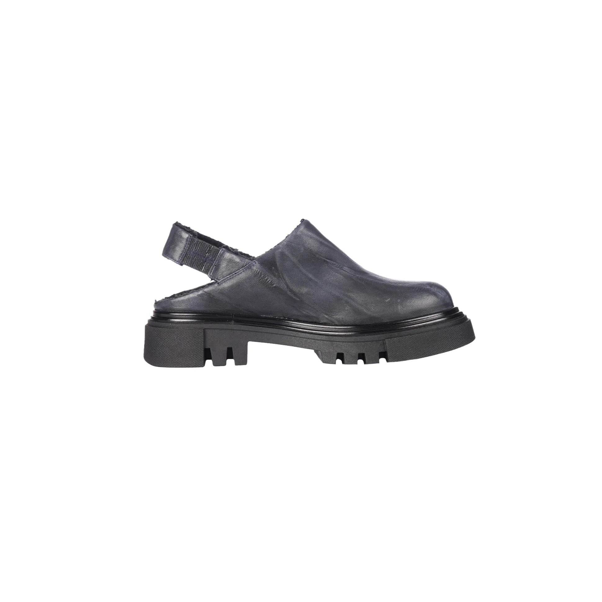 Open Back Slipper Plissettato Deep Blue