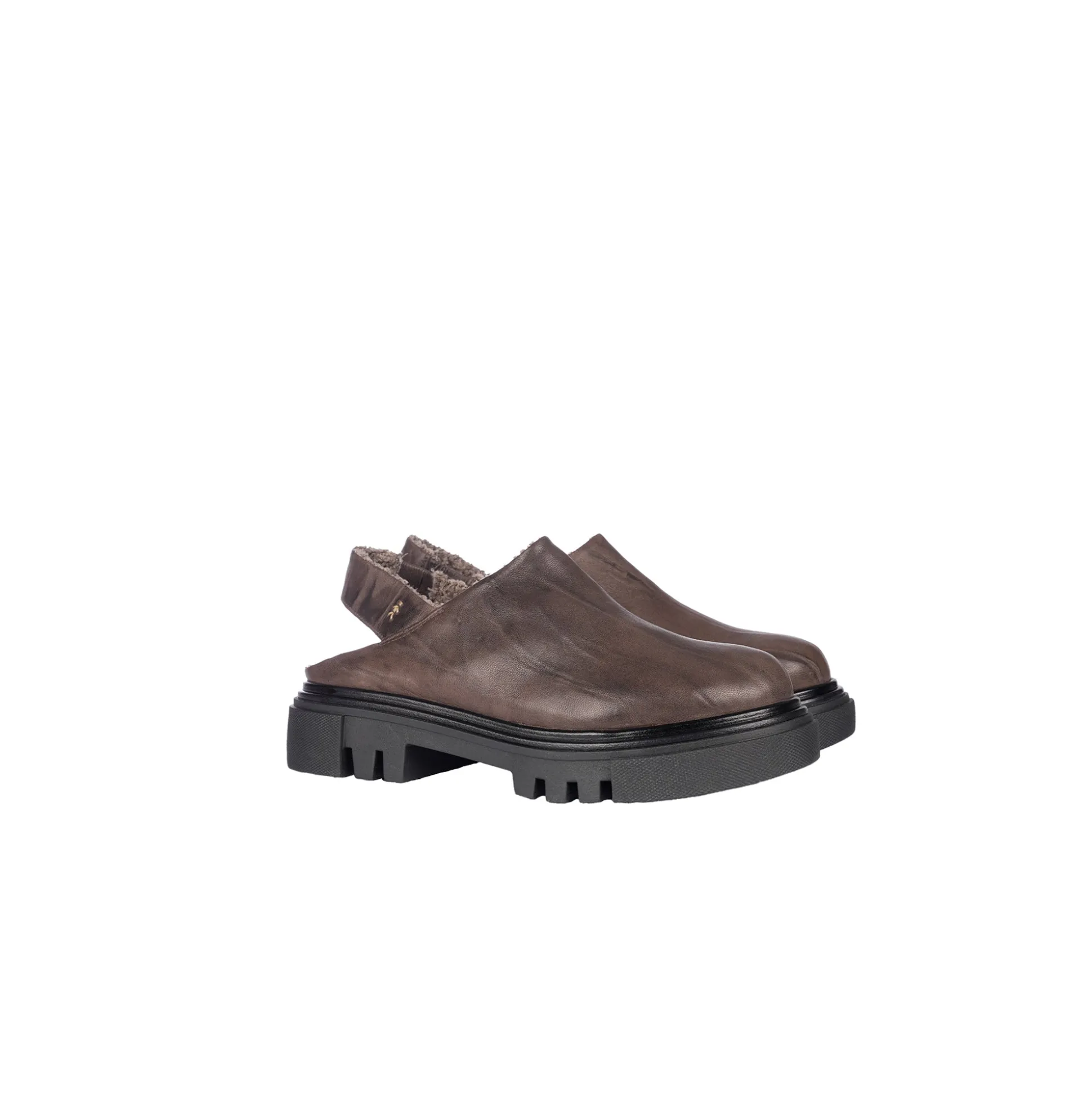 Open Back Slipper Plissettato Brown