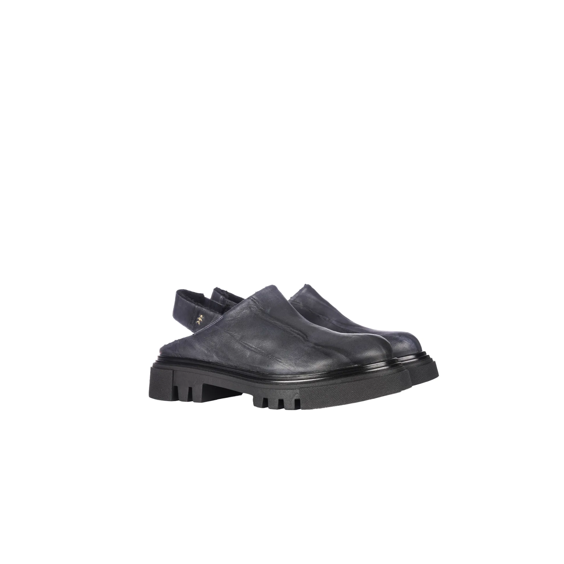 Open Back Slipper Plissettato Deep Blue