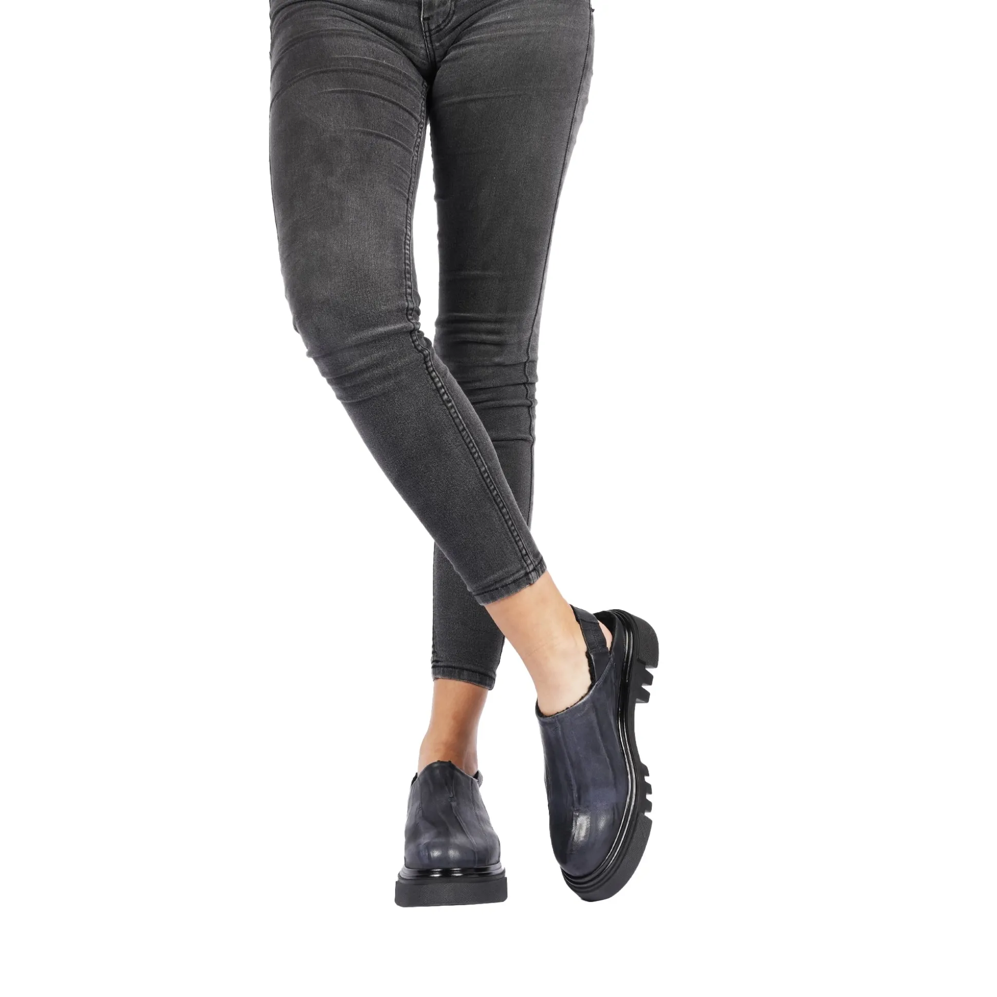 Open Back Slipper Plissettato Deep Blue