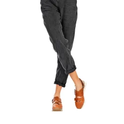 Open Back Sneaker Ricamo Vegetal Wash Brandy