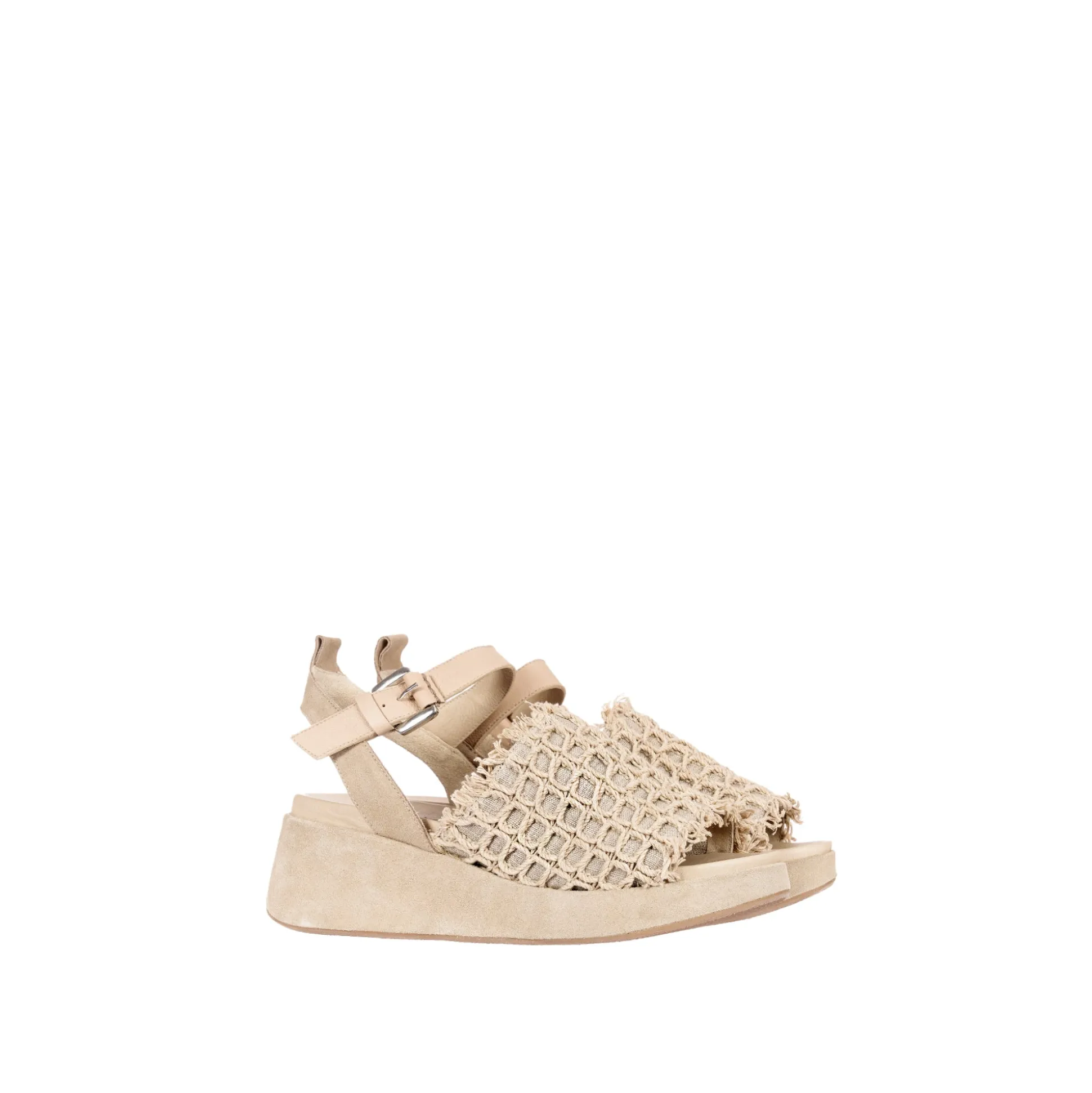 Platform Sandal Crochet Beige