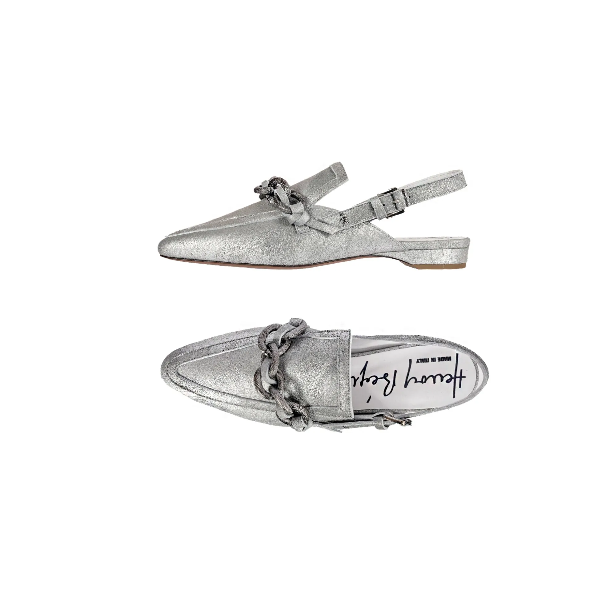Pointed Slipper Graffiato Silver