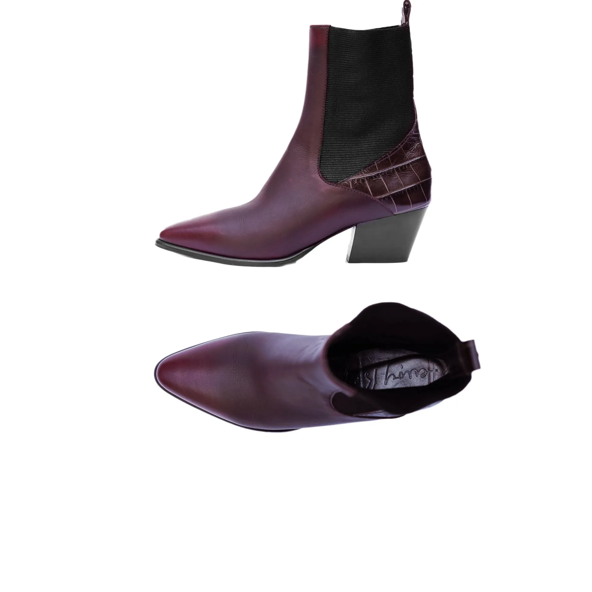 Point-Toe Western Bootie Burgundy