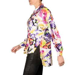 Printed Silk Shirt Purple