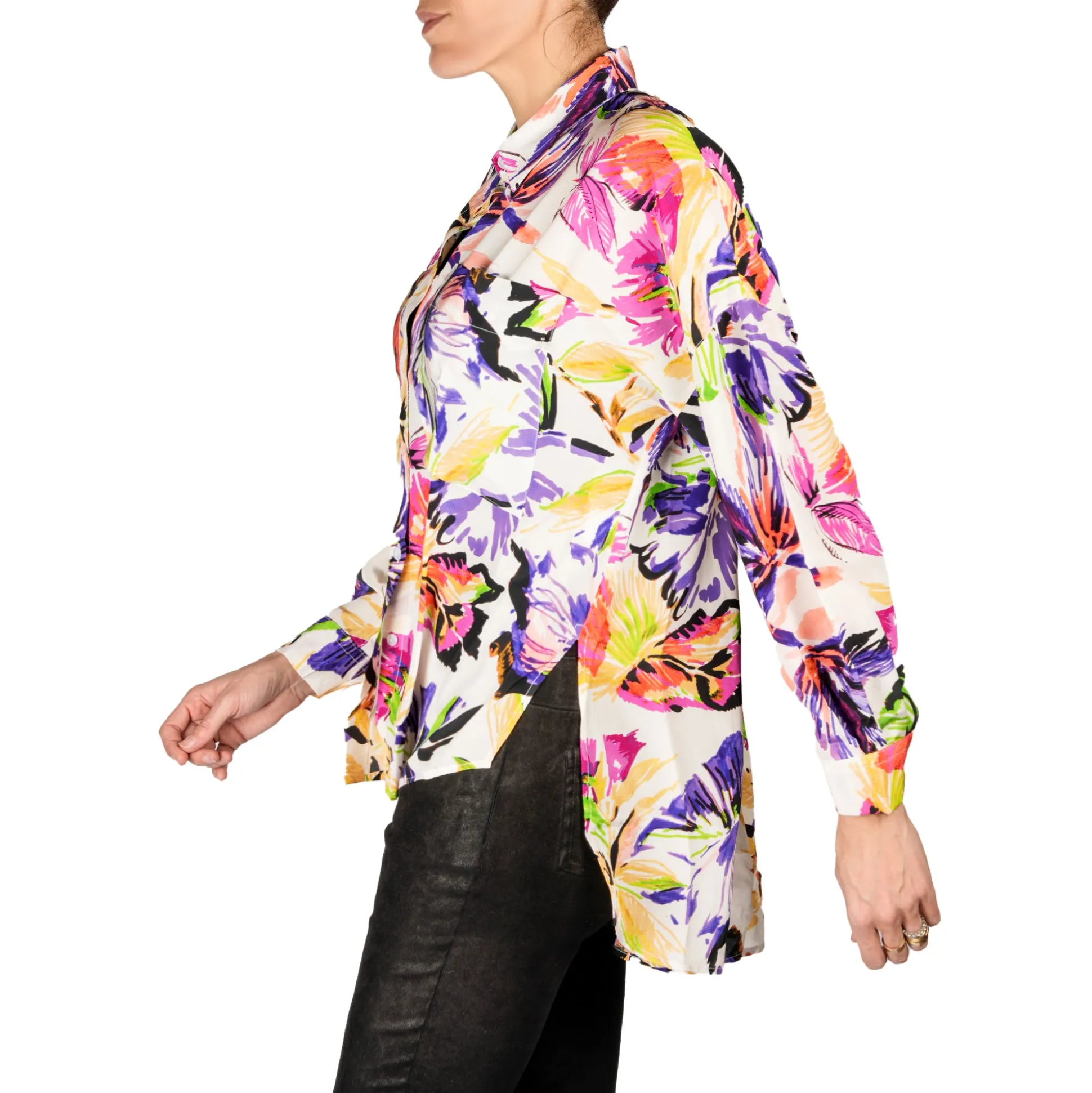 Printed Silk Shirt Purple