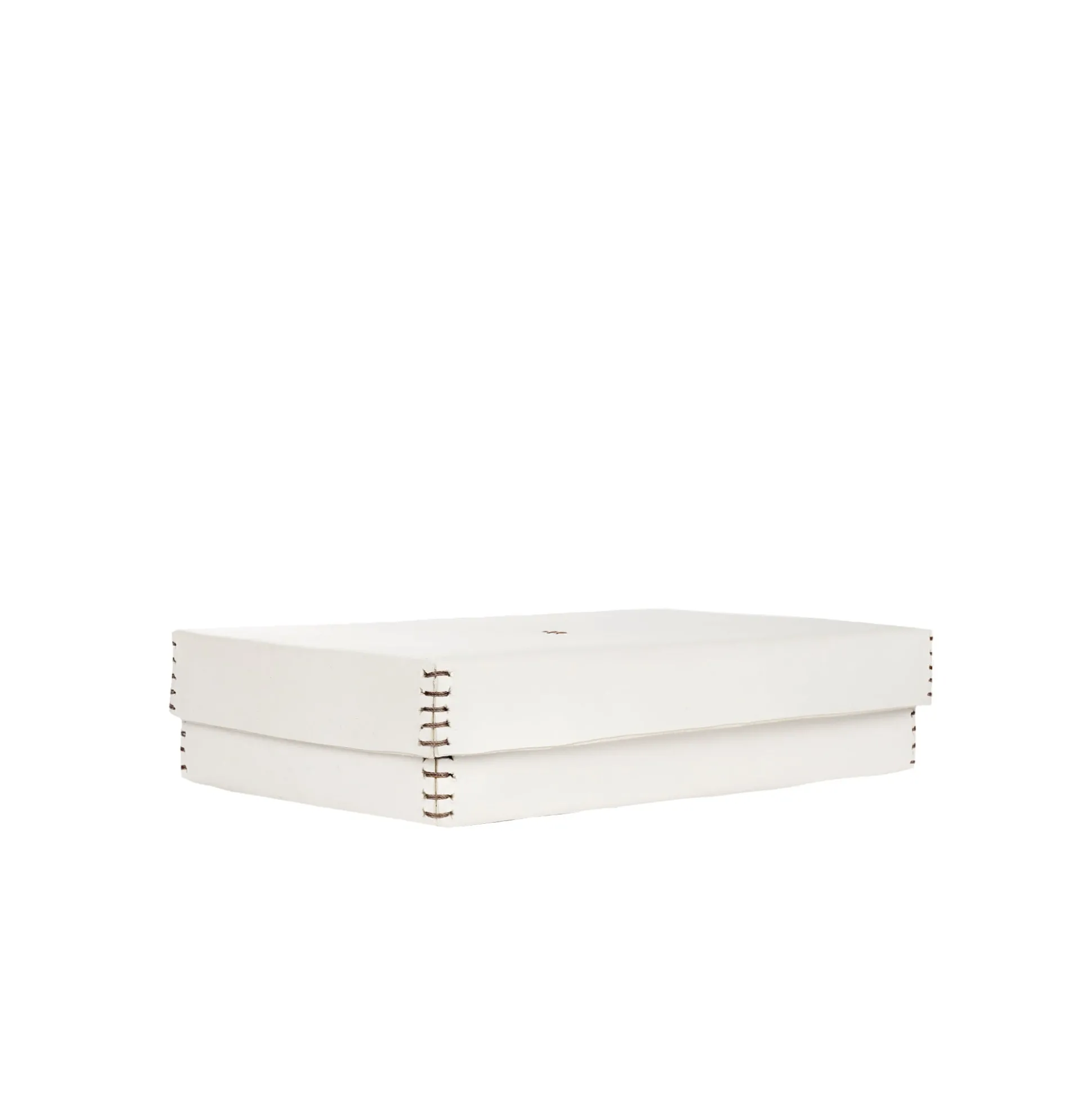 Rectangular Leather Box Dado White