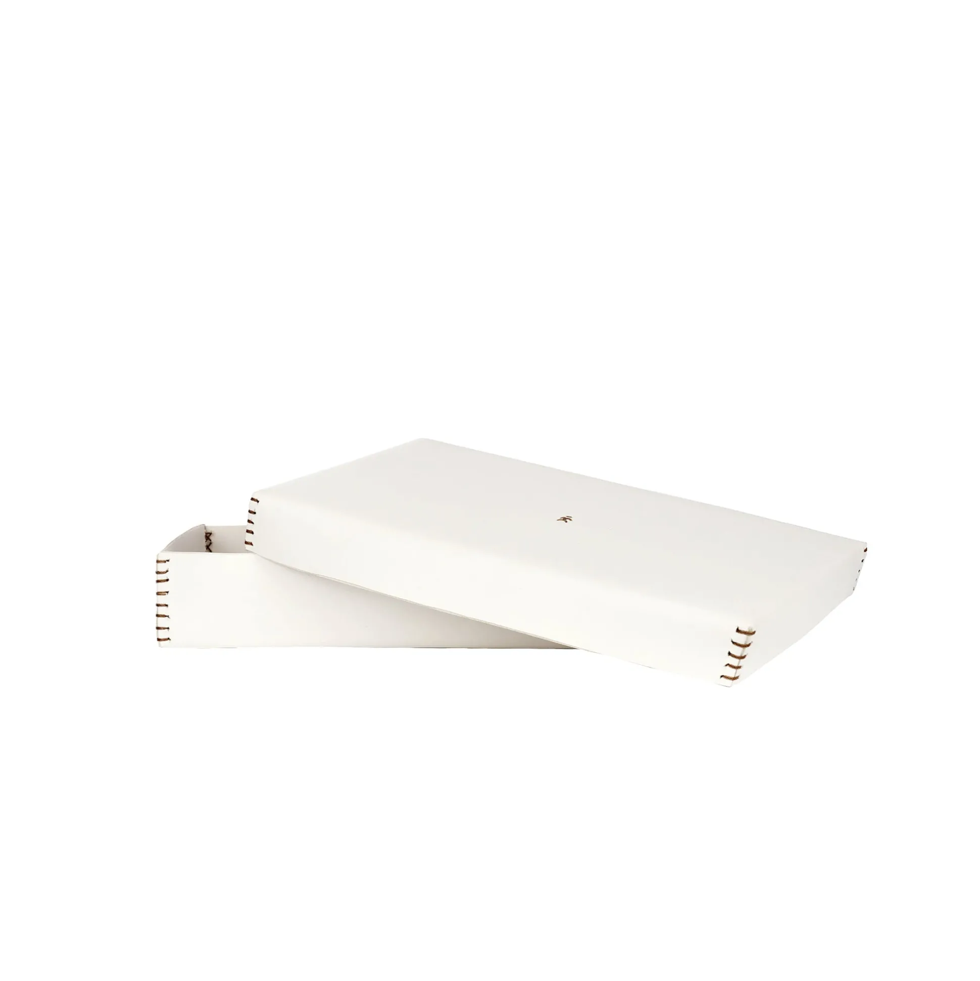 Rectangular Leather Box Dado White