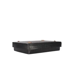 Rectangular Printed Crocodile Leather Box Dado Murrine Black