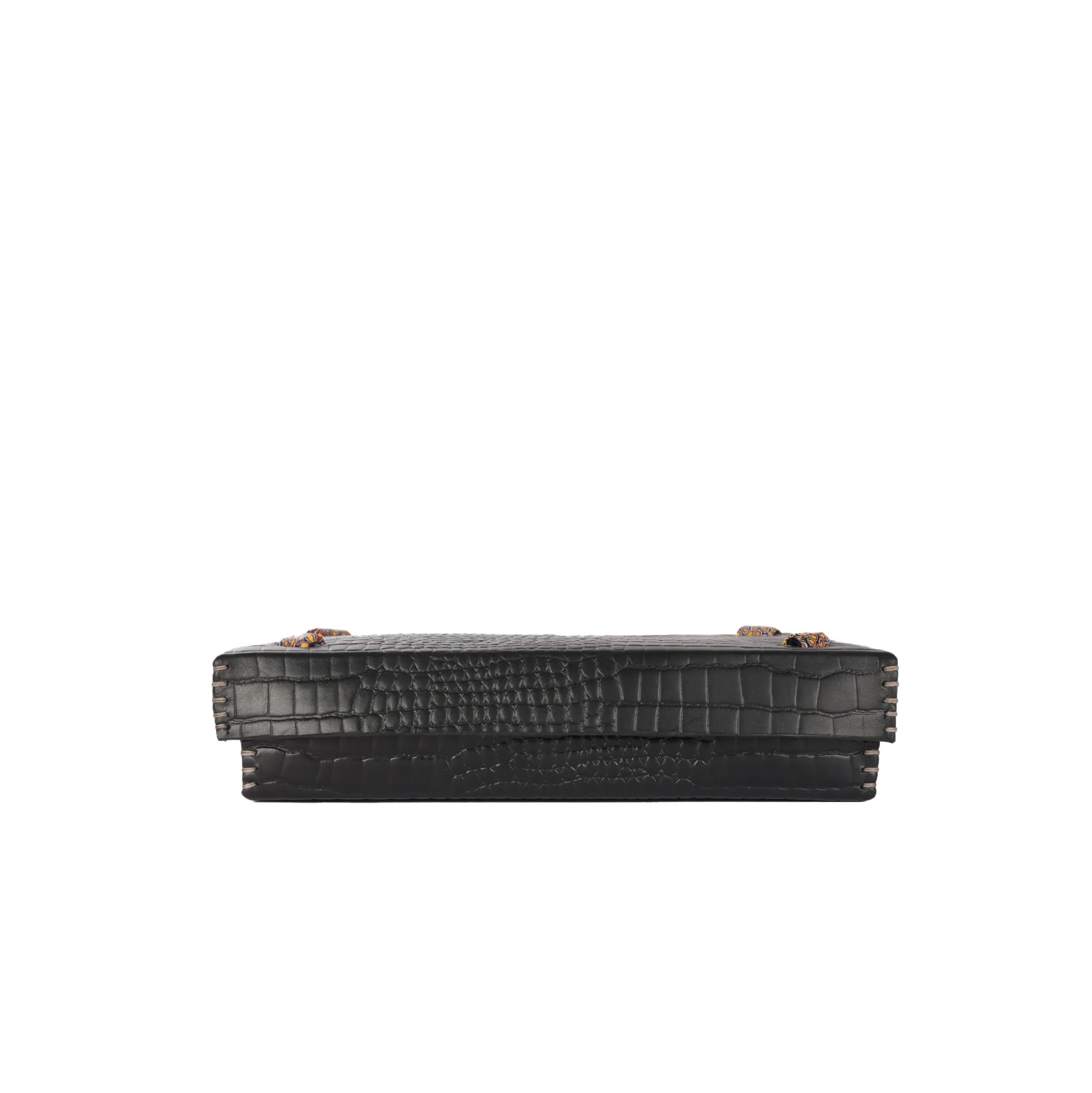 Rectangular Printed Crocodile Leather Box Dado Murrine Black