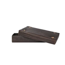 Rectangular Printed Crocodile Leather Box Dado Murrine Ebony