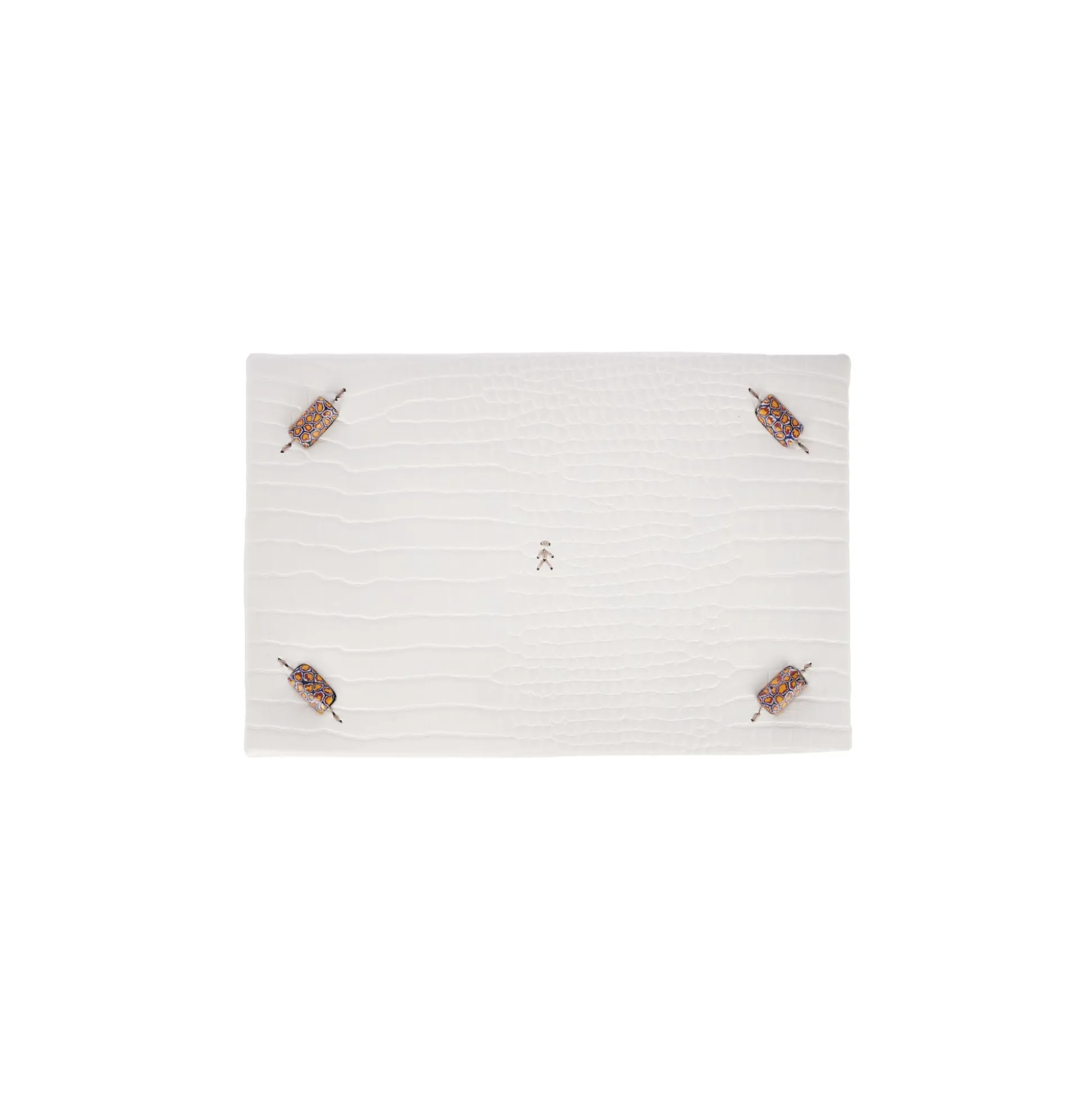 Rectangular Printed Crocodile Leather Box Dado Murrine White