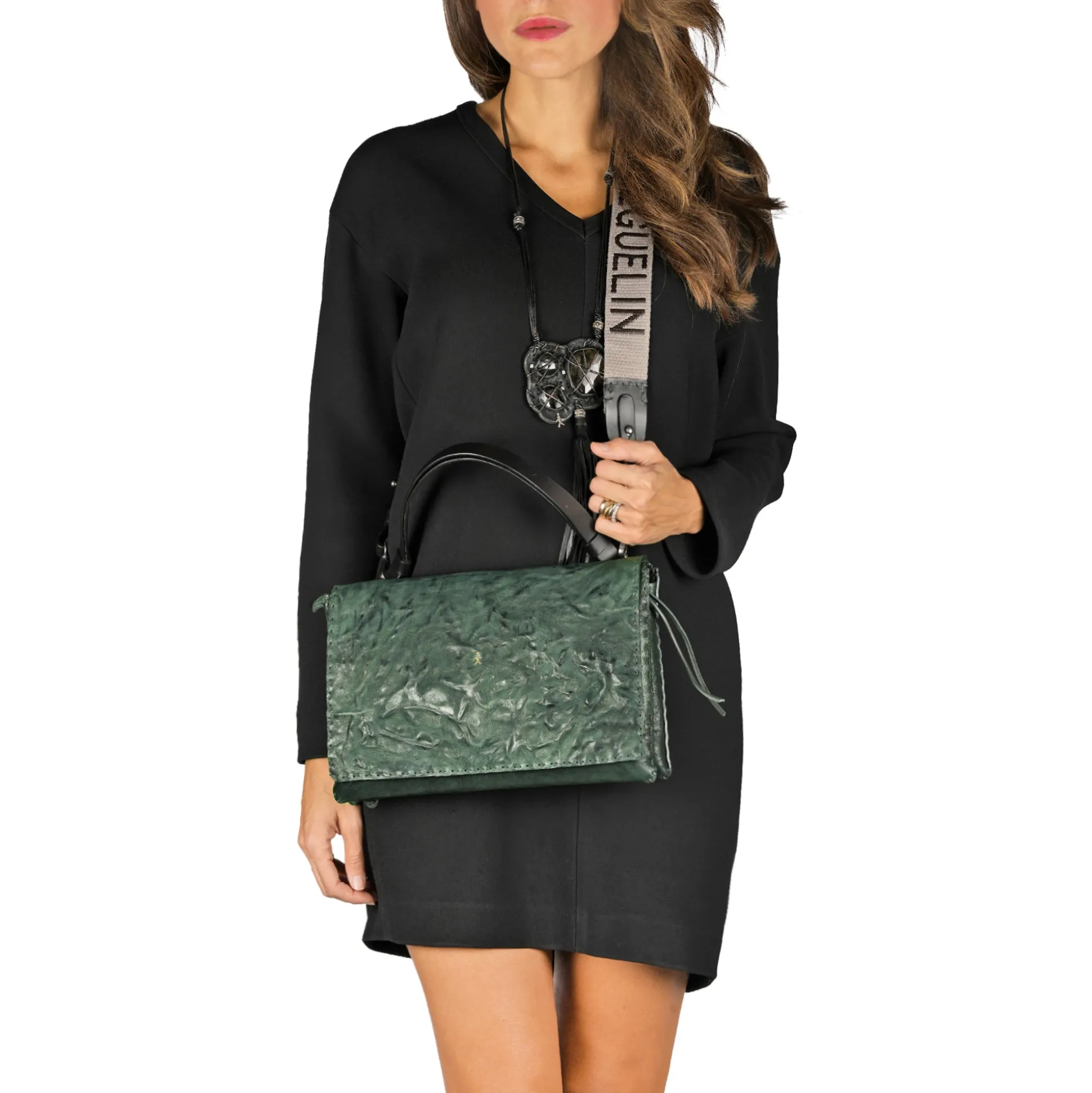 Saretta M HB Vegetal Wash Stropicciato Dark Green