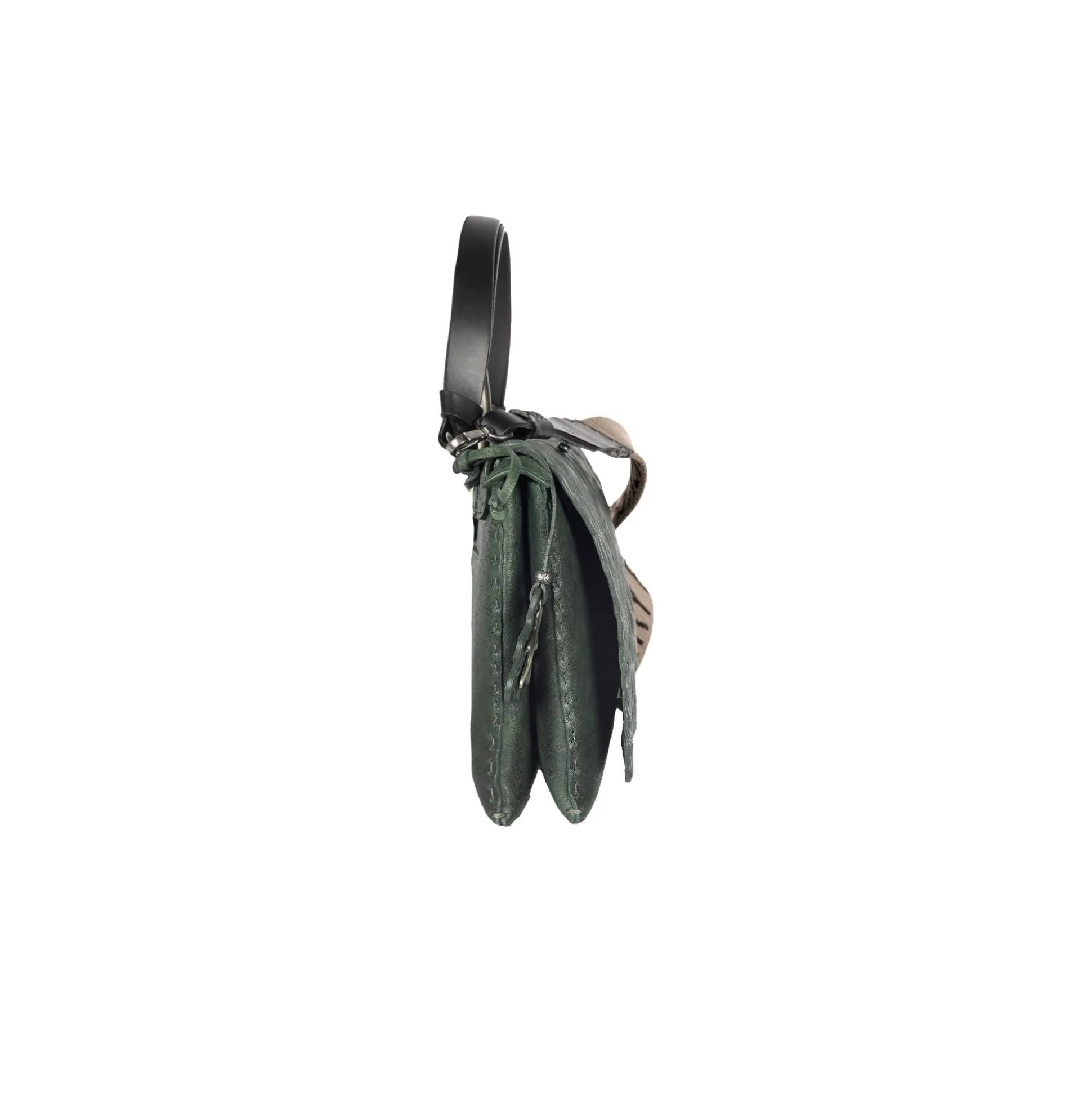 Saretta M HB Vegetal Wash Stropicciato Dark Green