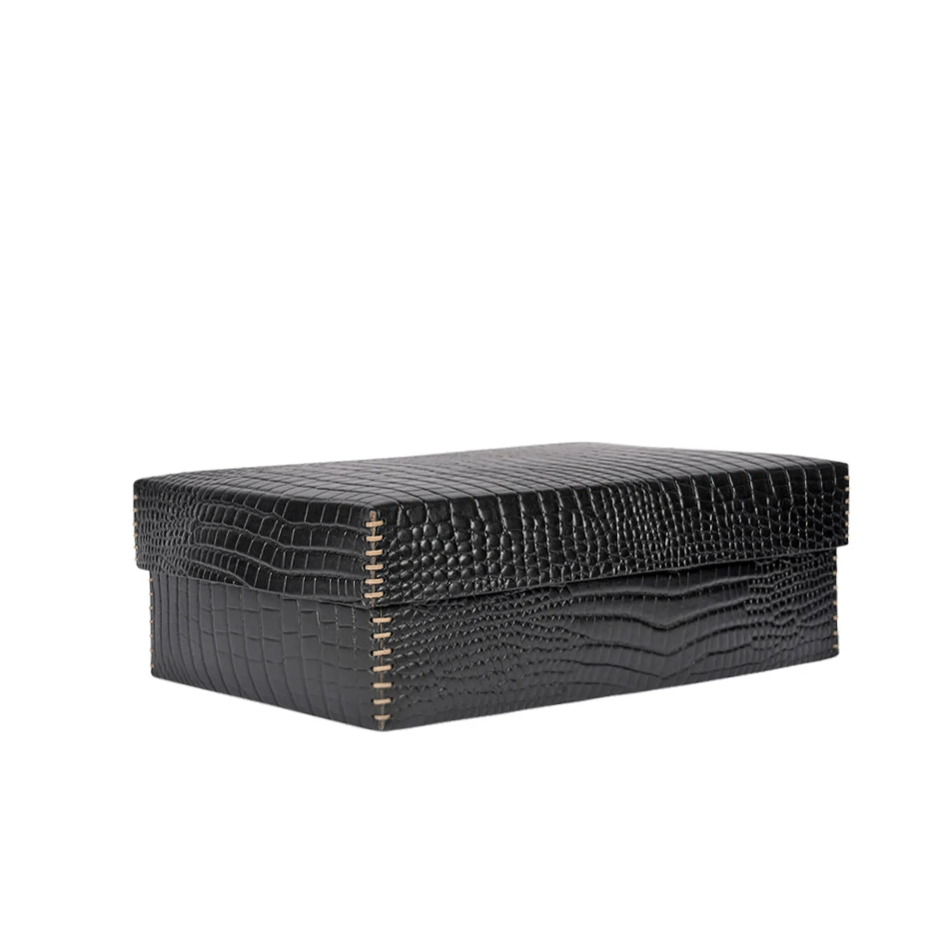 Scatola Liscia L Printed Crocodile Black