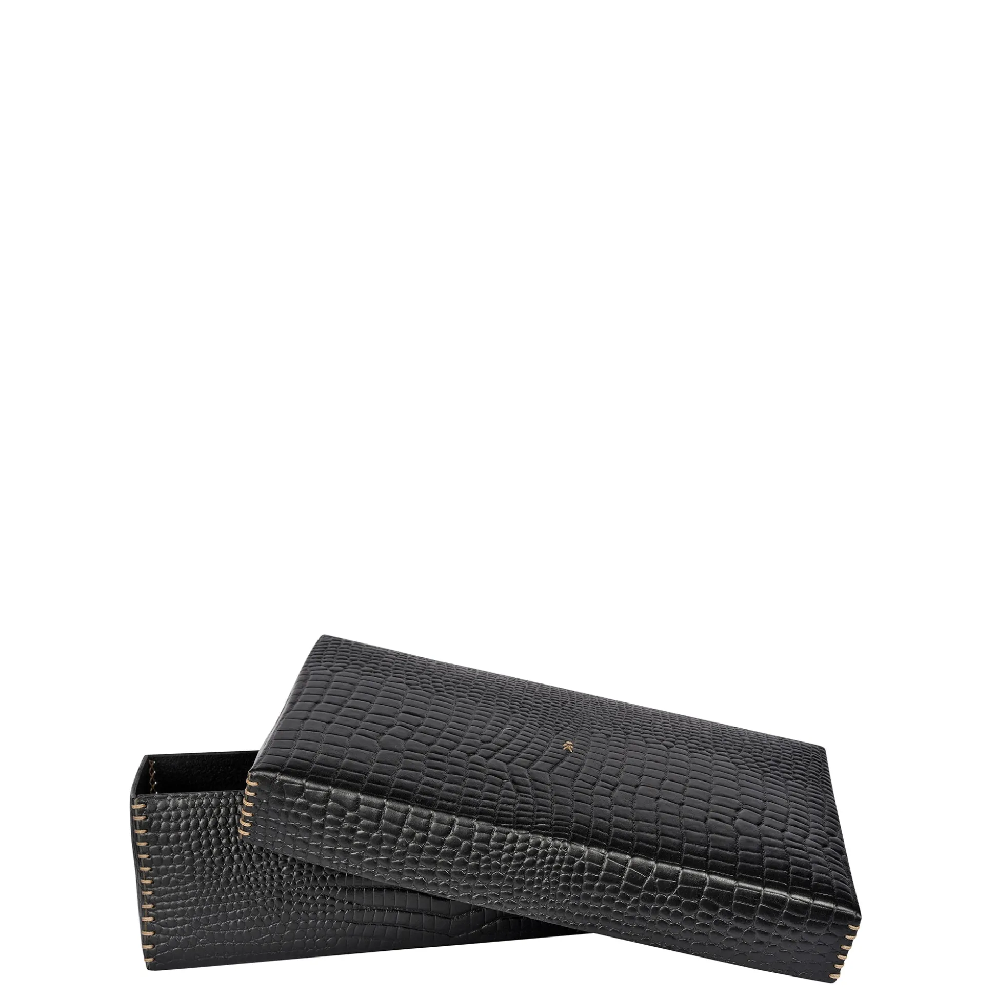 Scatola Liscia L Printed Crocodile Black