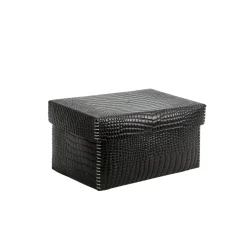 Scatola Liscia M Printed Crocodile Black