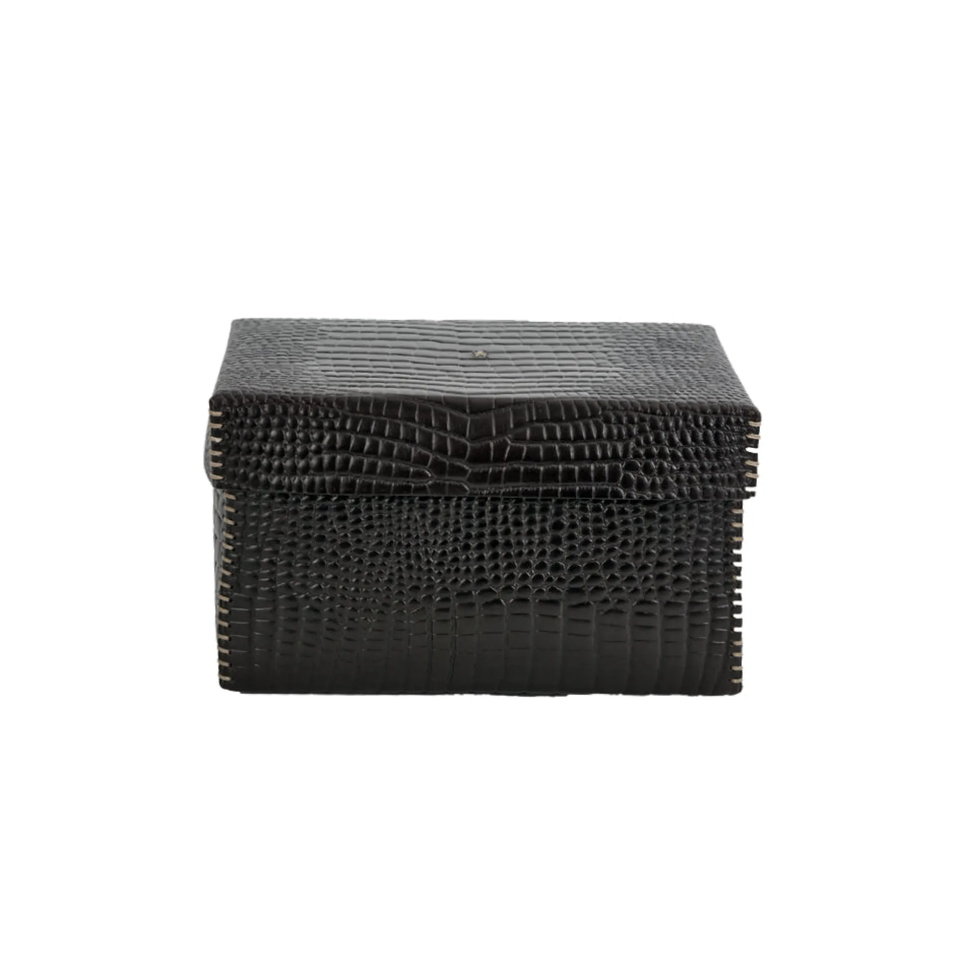 Scatola Liscia M Printed Crocodile Black