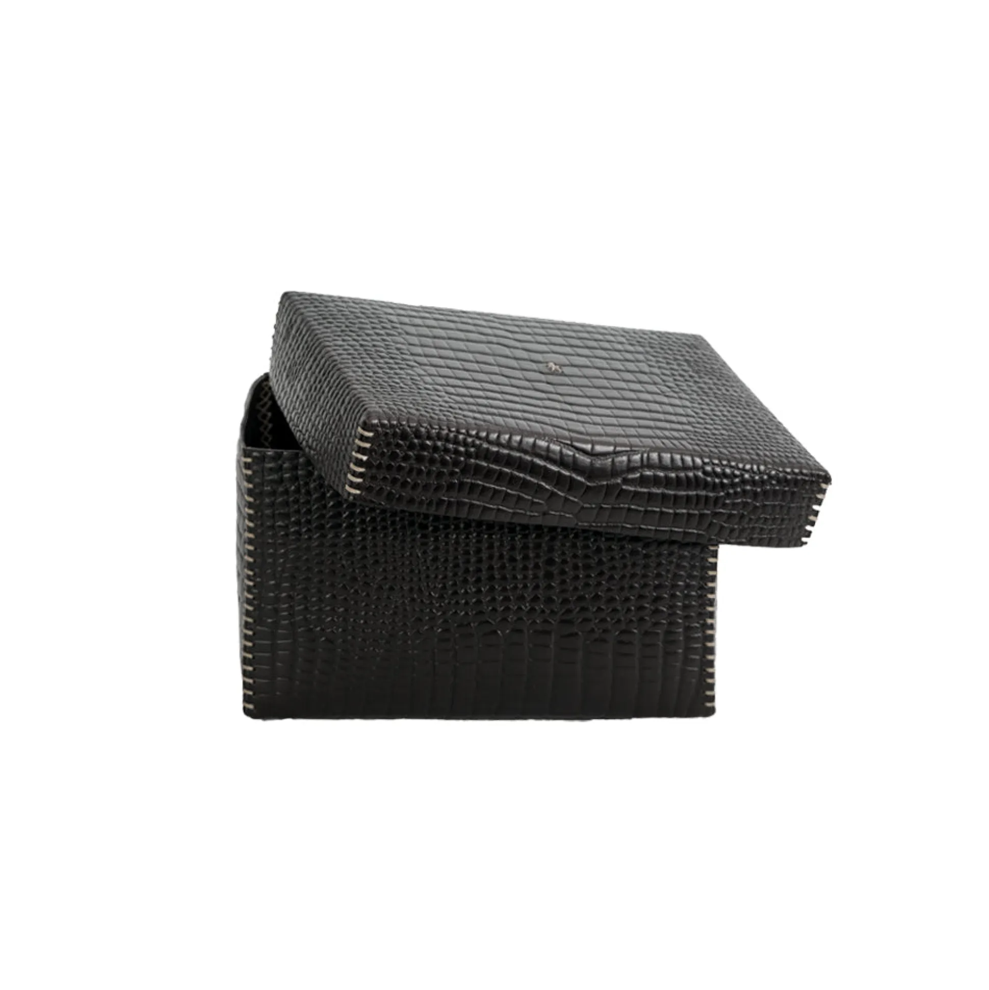 Scatola Liscia M Printed Crocodile Black