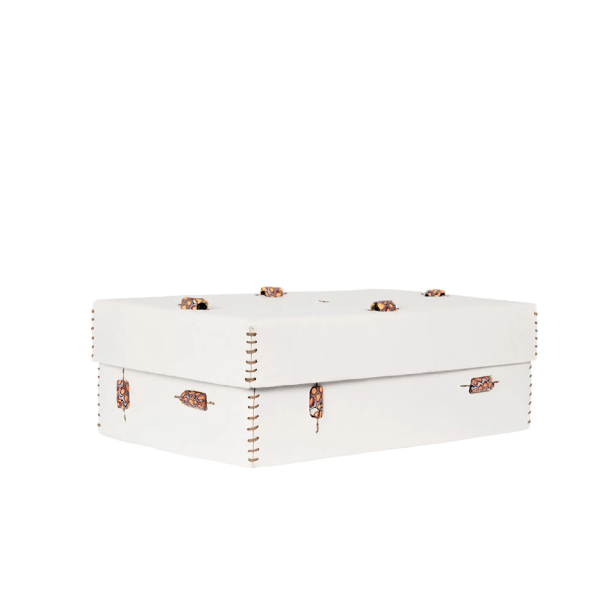 Scatola Murrine L Cuoio White