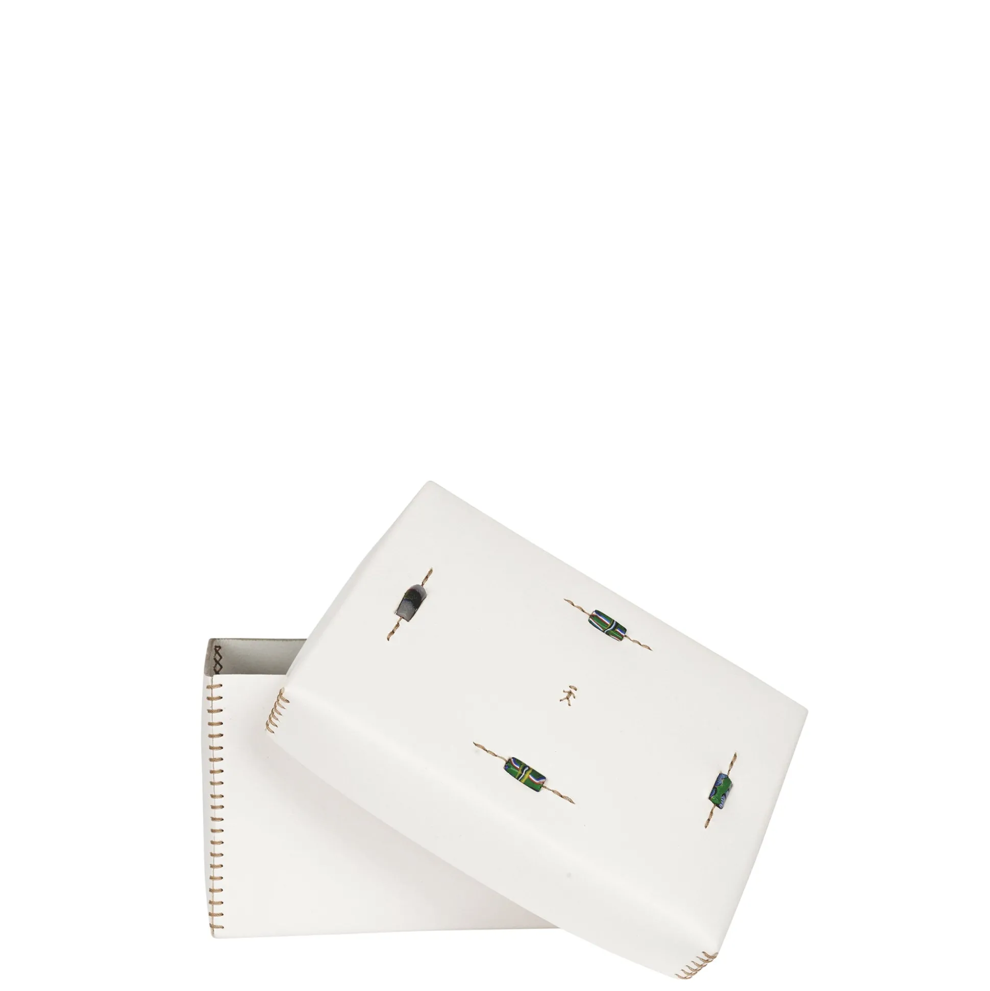Scatola Murrine M Cuoio White