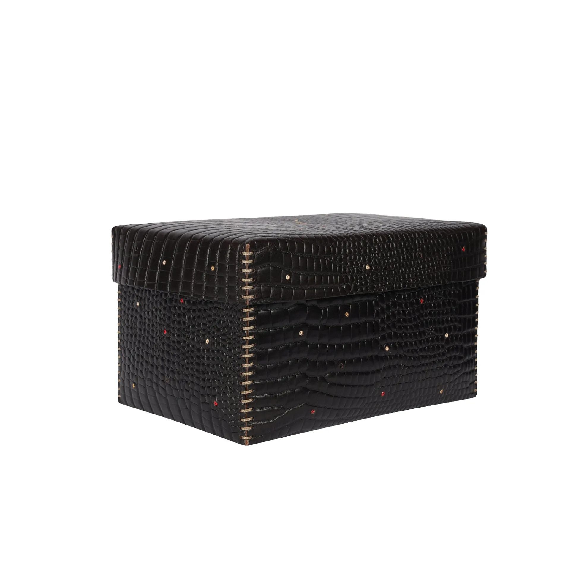 Scatola Perline M Printed Crocodile Black